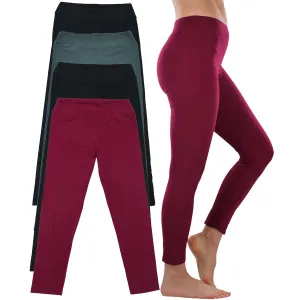 4-Pack: ToBeInStyle Women's Full Length High Waisted Stretchy Microfiber Leggings