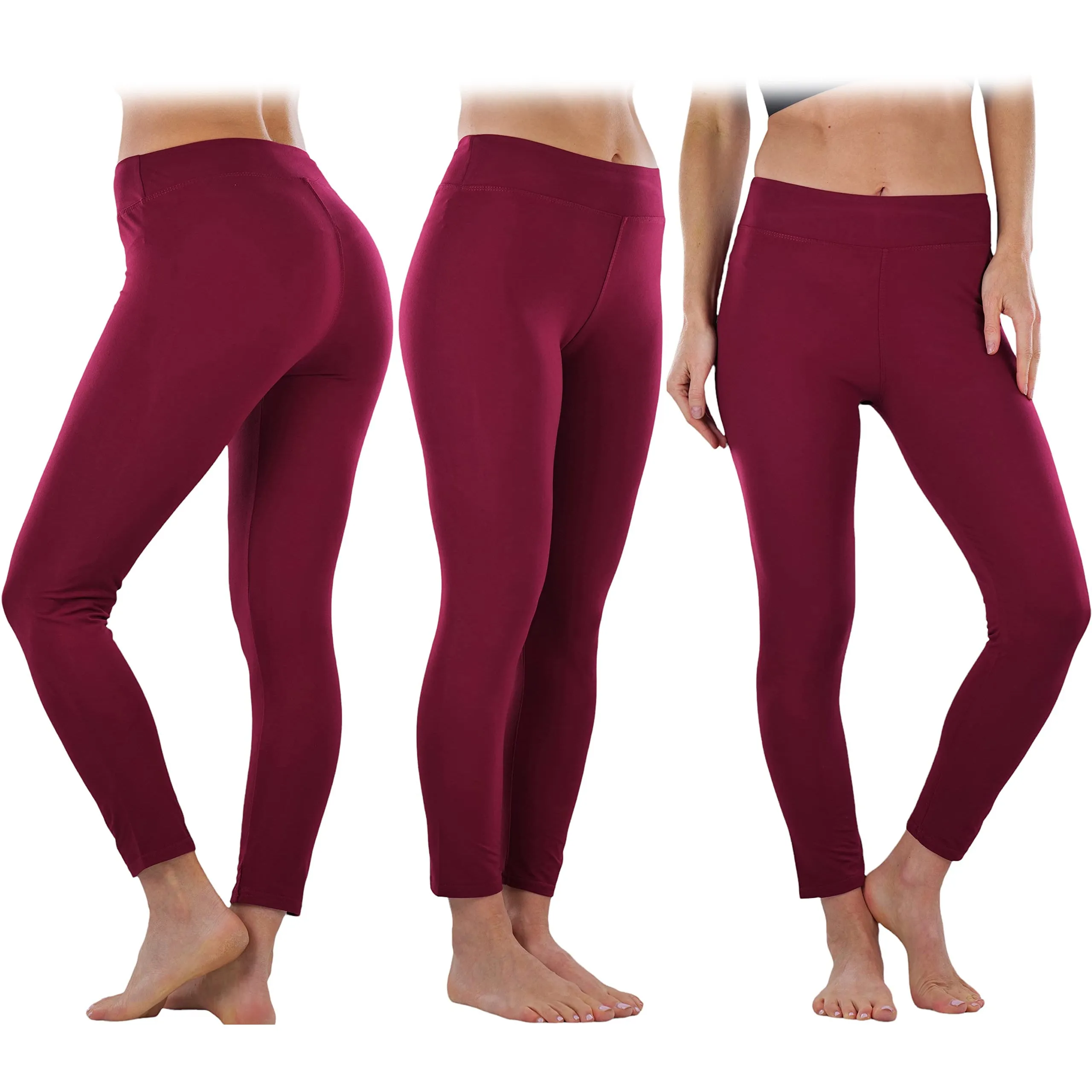4-Pack: ToBeInStyle Women's Full Length High Waisted Stretchy Microfiber Leggings