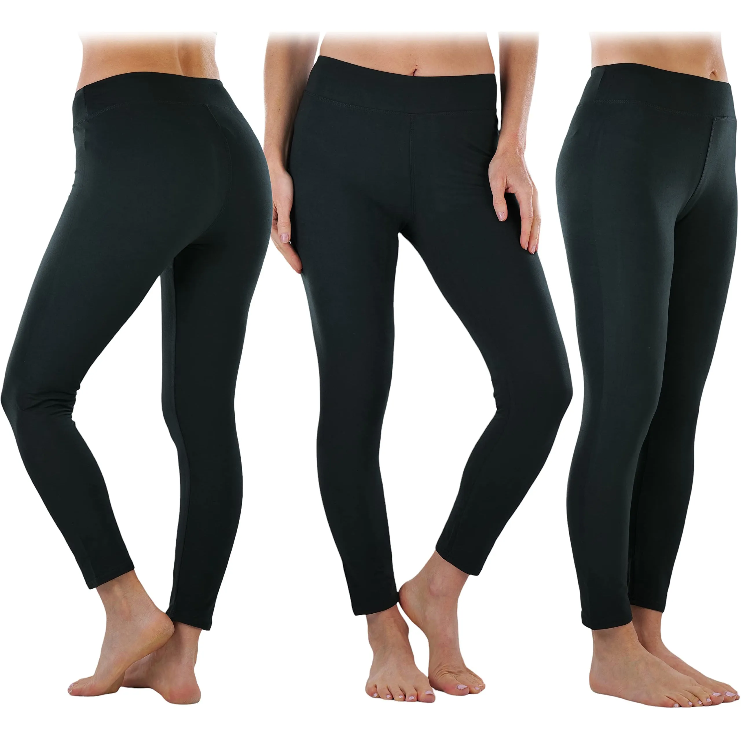 4-Pack: ToBeInStyle Women's Full Length High Waisted Stretchy Microfiber Leggings