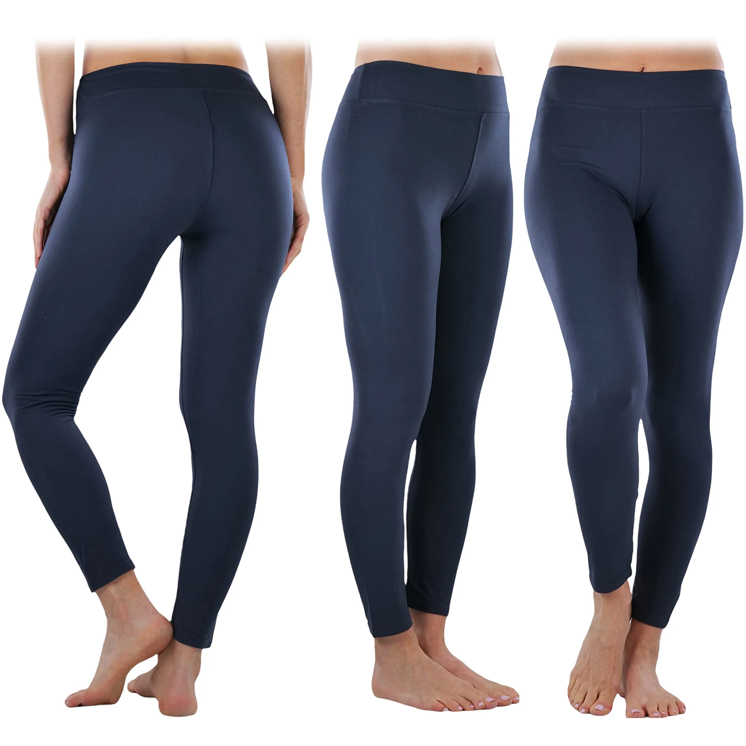 4-Pack: ToBeInStyle Women's Full Length High Waisted Stretchy Microfiber Leggings
