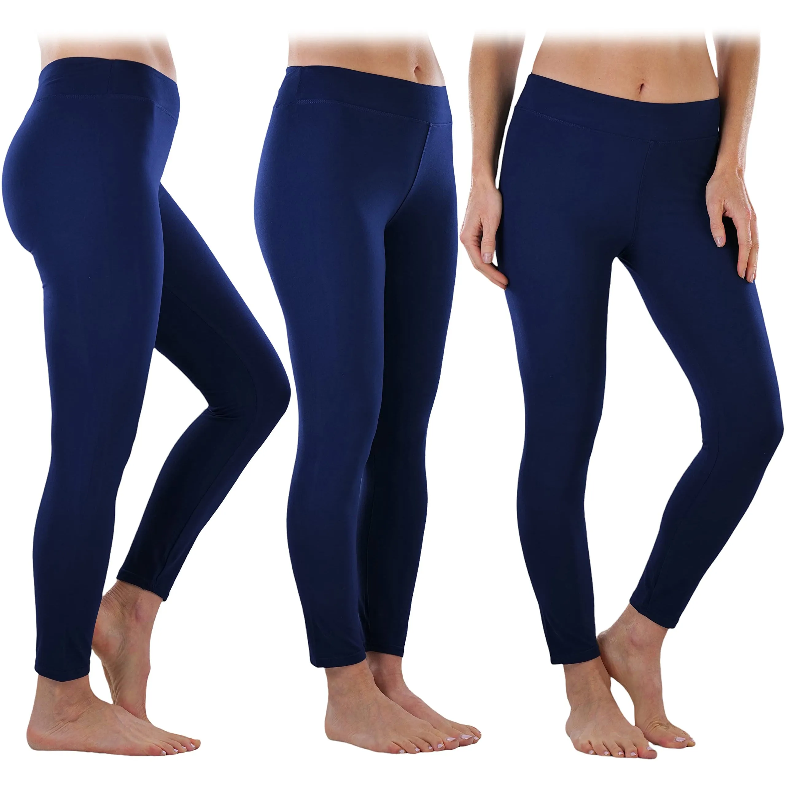 4-Pack: ToBeInStyle Women's Full Length High Waisted Stretchy Microfiber Leggings