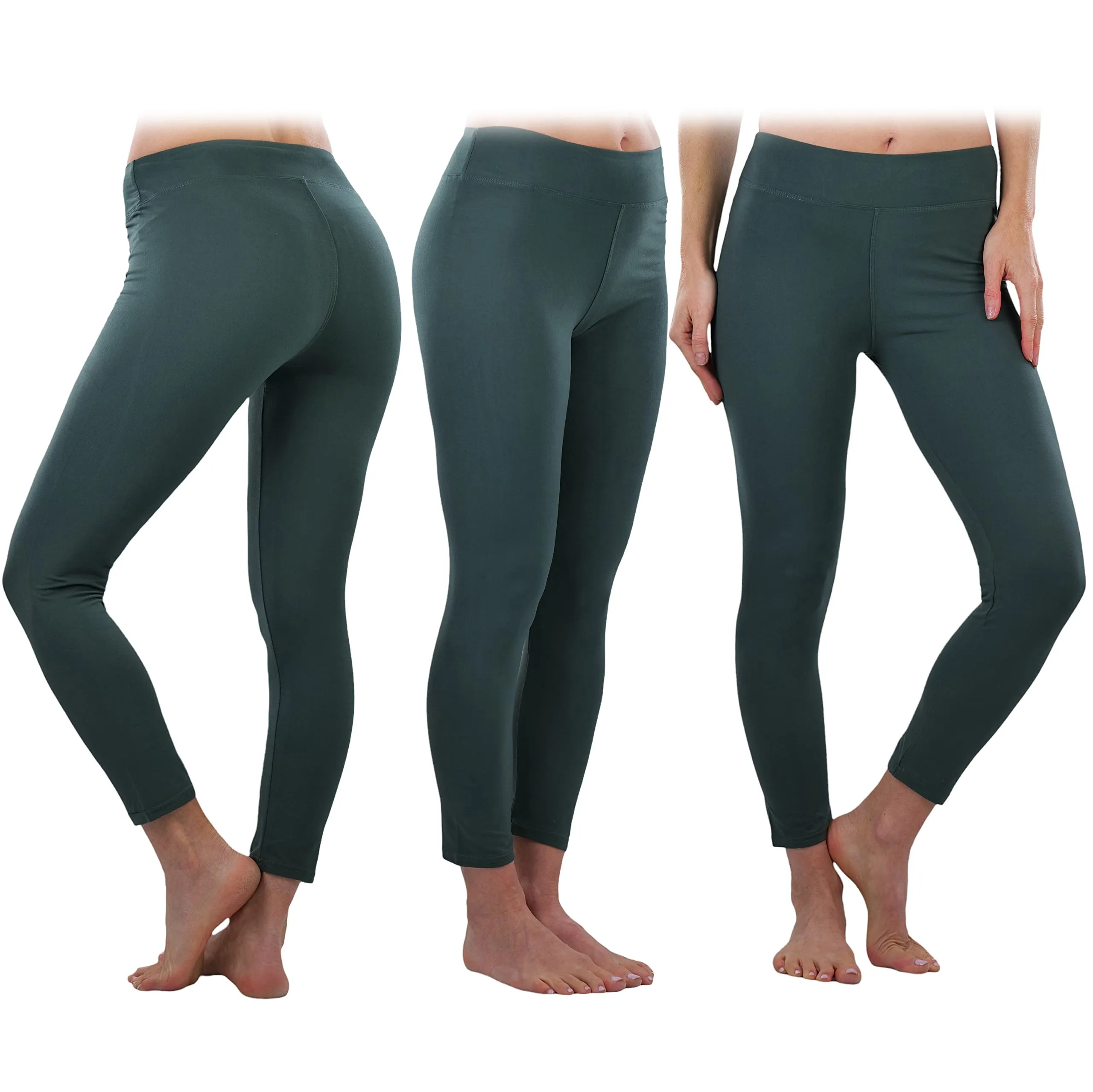 4-Pack: ToBeInStyle Women's Full Length High Waisted Stretchy Microfiber Leggings