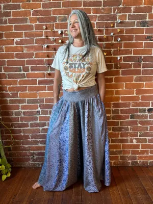 Aurora Flowy Patchwork Wide Leg Palazzo Pants - Blue