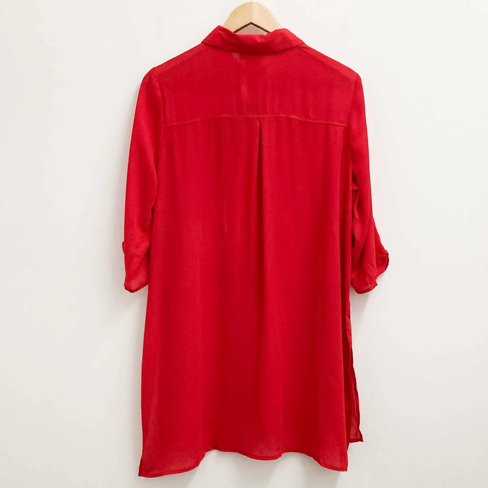 Avenue Red Longline Relaxed Fit Blouse UK 14