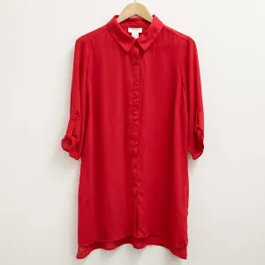 Avenue Red Longline Relaxed Fit Blouse UK 14