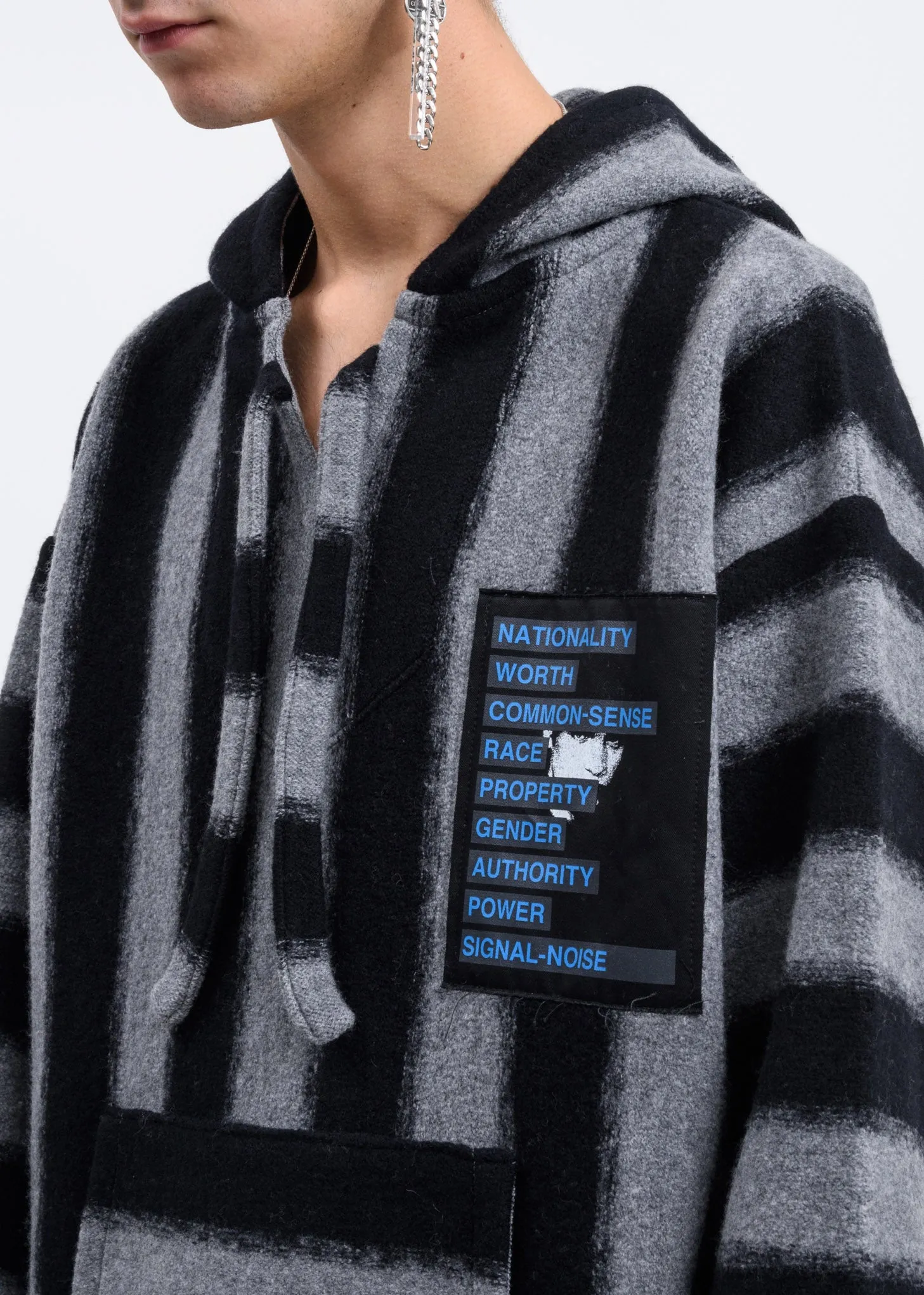 Black And Grey Knit  Pullover Hoodie