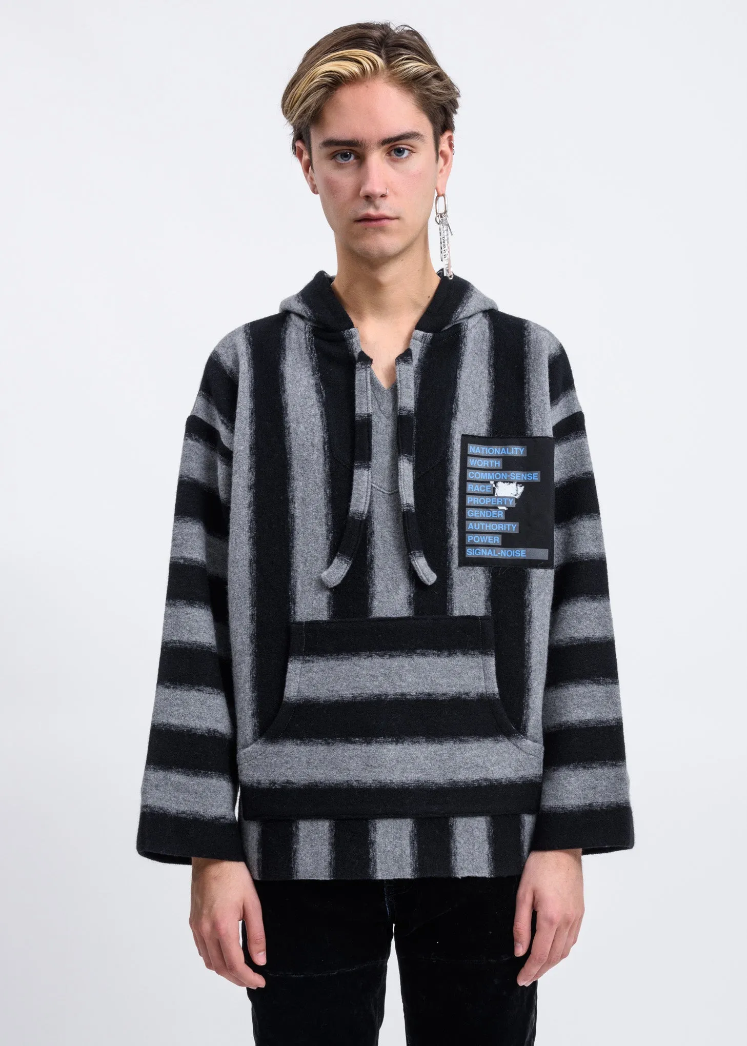 Black And Grey Knit  Pullover Hoodie