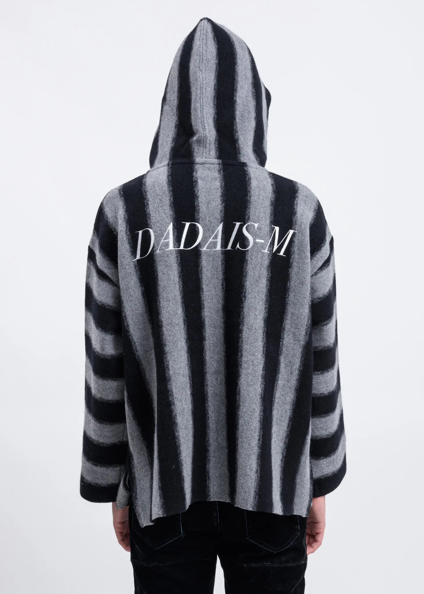 Black And Grey Knit  Pullover Hoodie