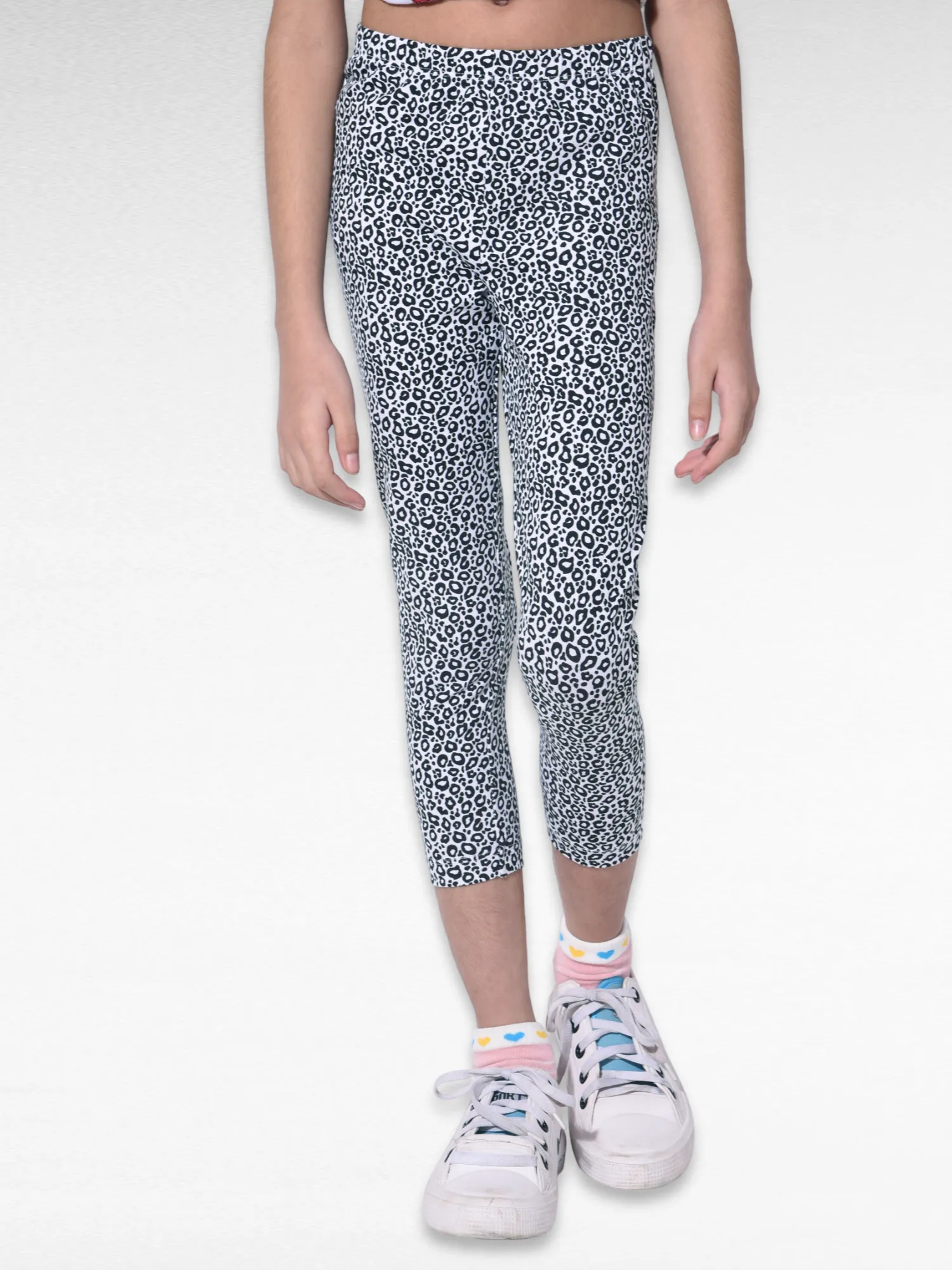 Black Catty Girls printed leggings | Ankle Length