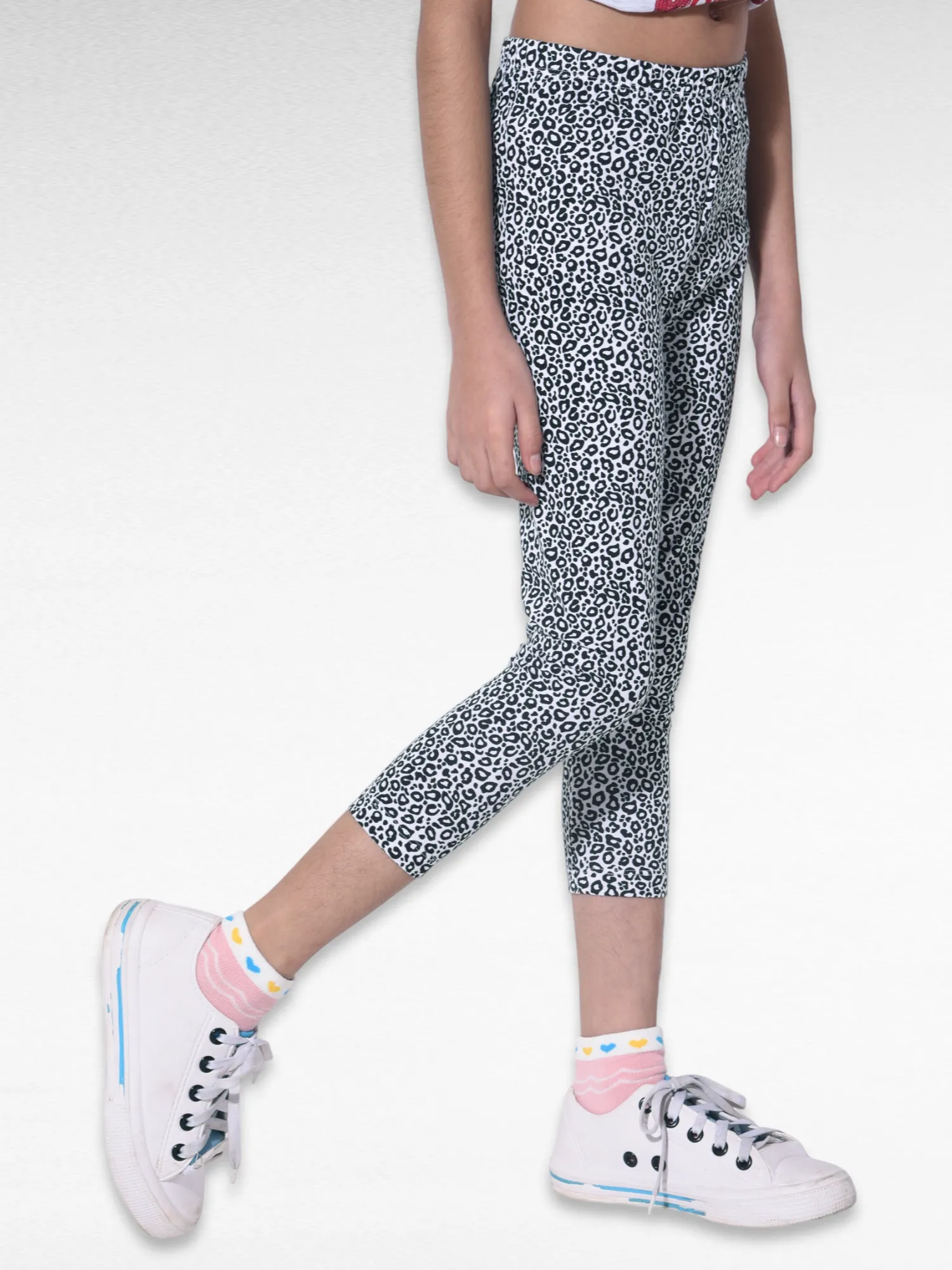 Black Catty Girls printed leggings | Ankle Length