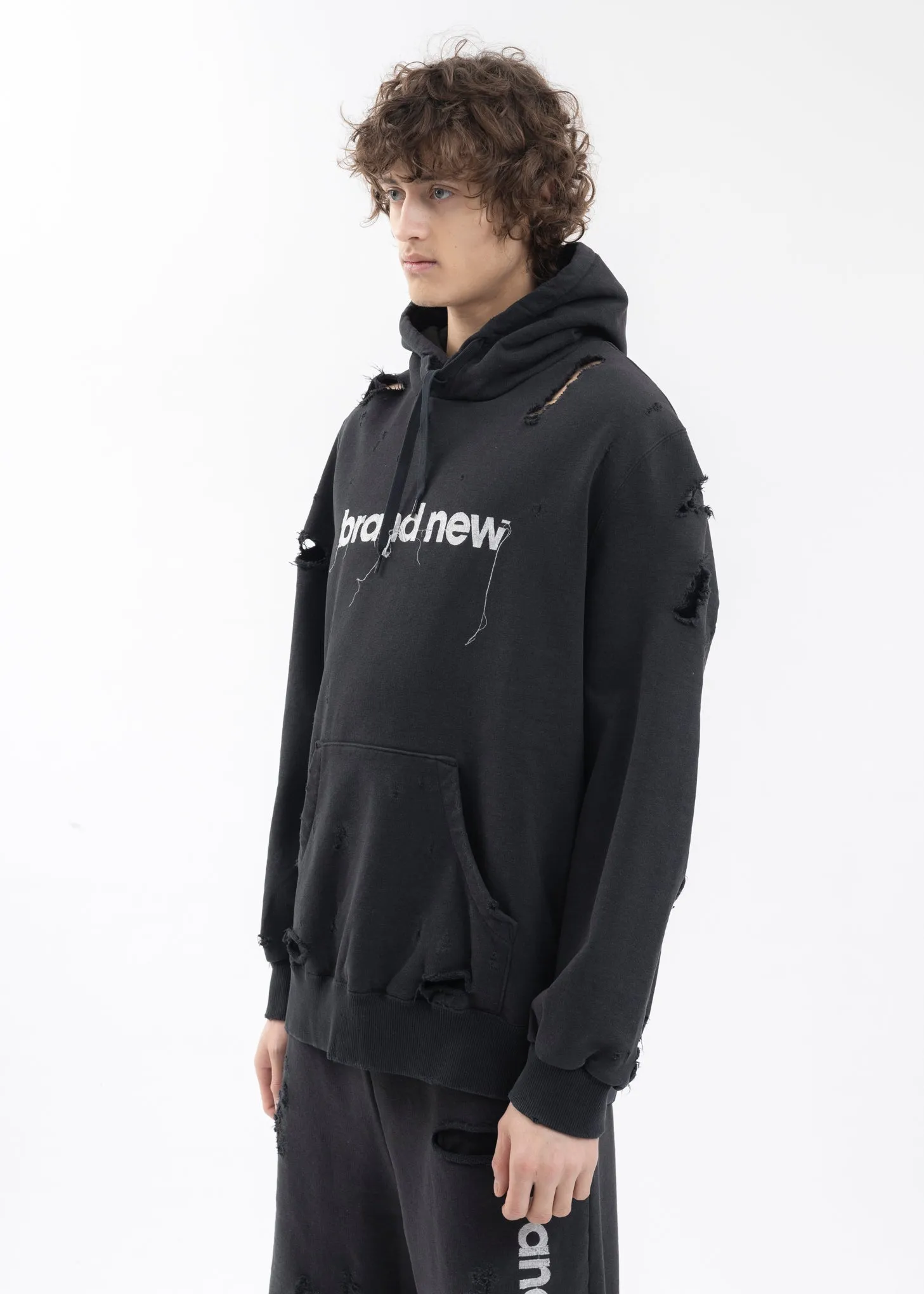 BLACK DESTROYED HOODIE