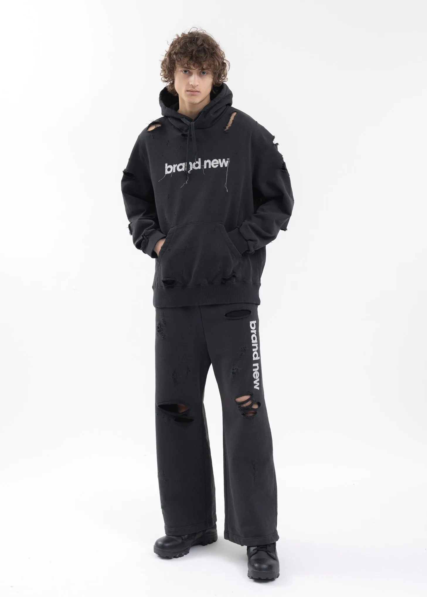 BLACK DESTROYED HOODIE