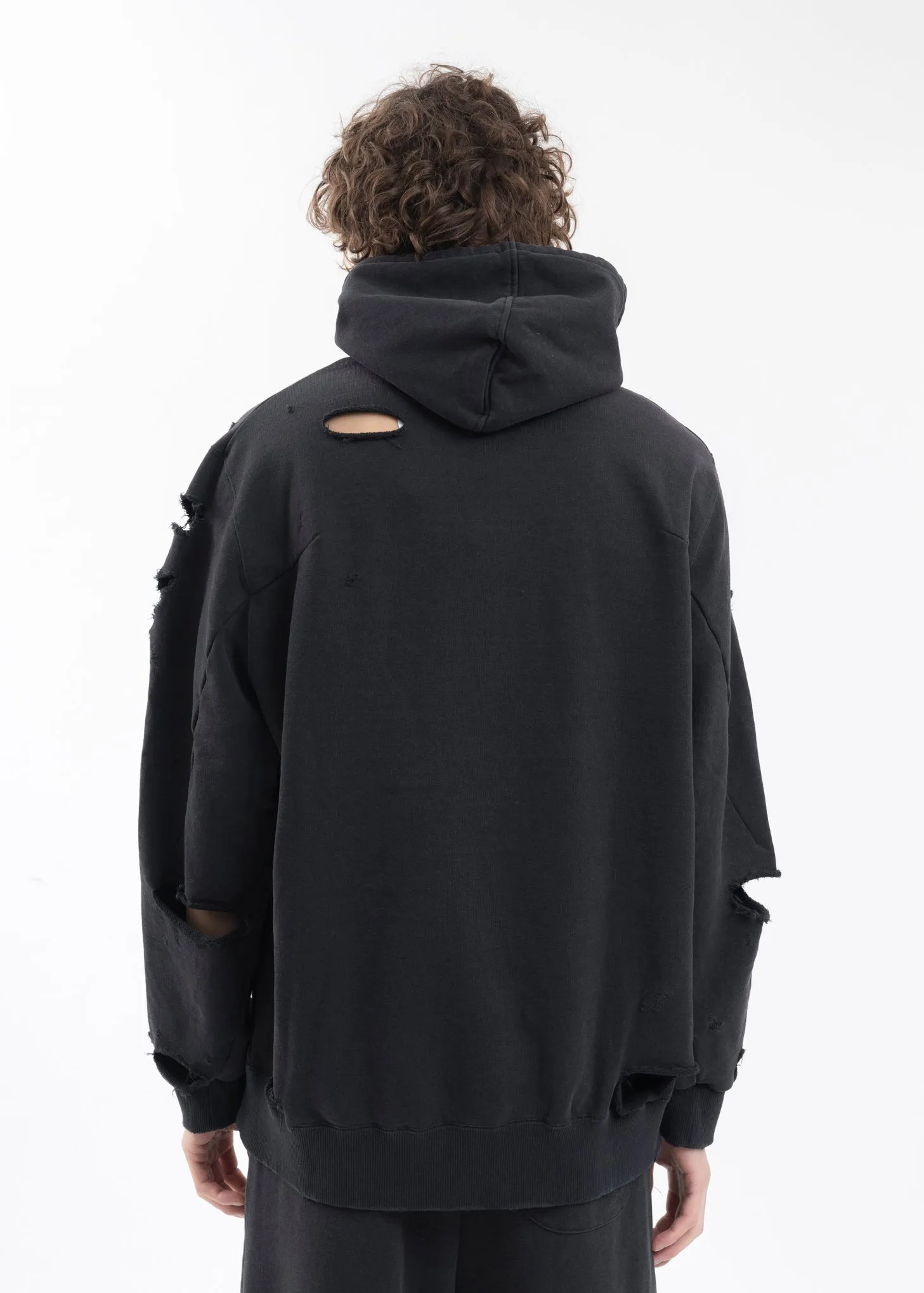 BLACK DESTROYED HOODIE