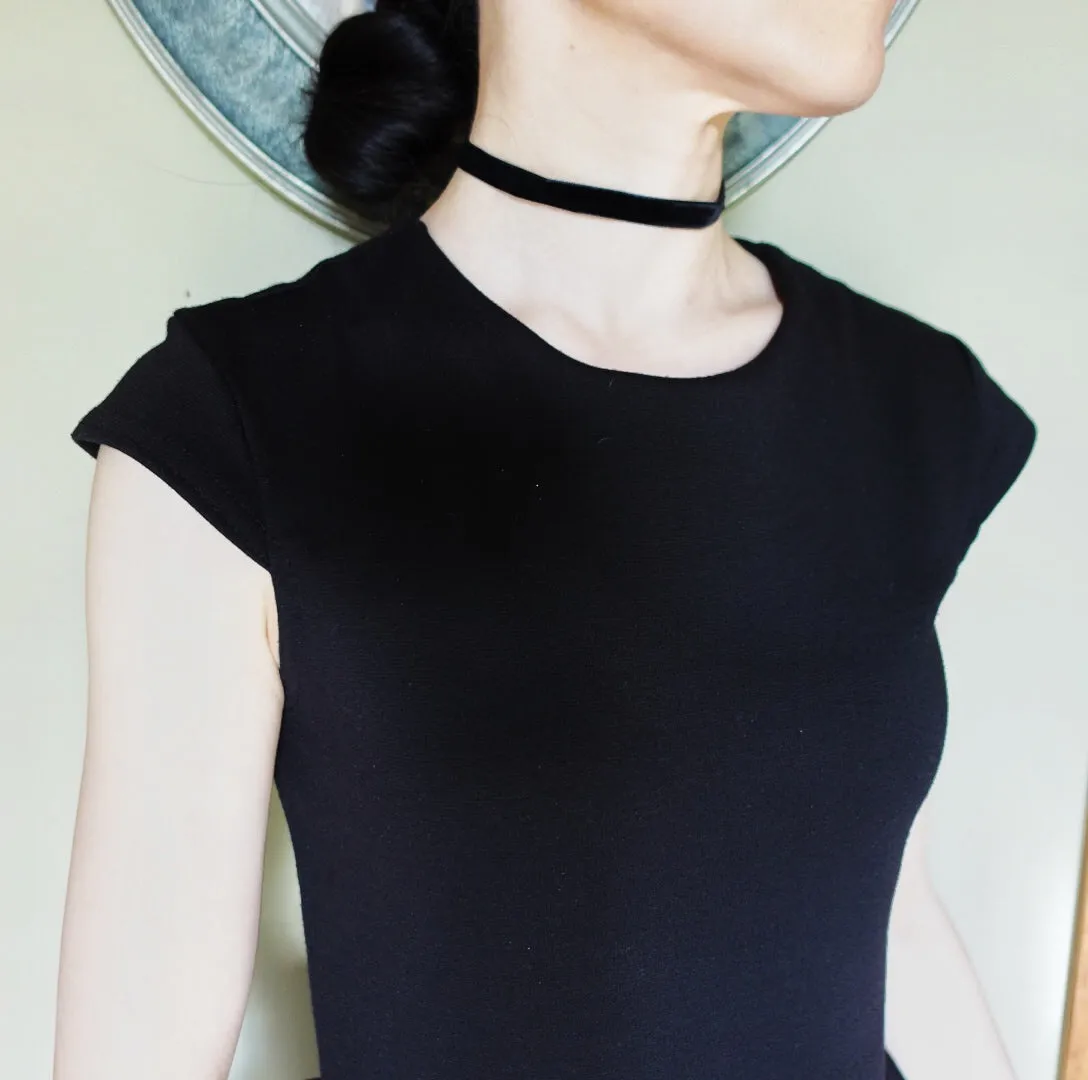 Black Velvet Choker Necklace with Gold Adjustable Chain