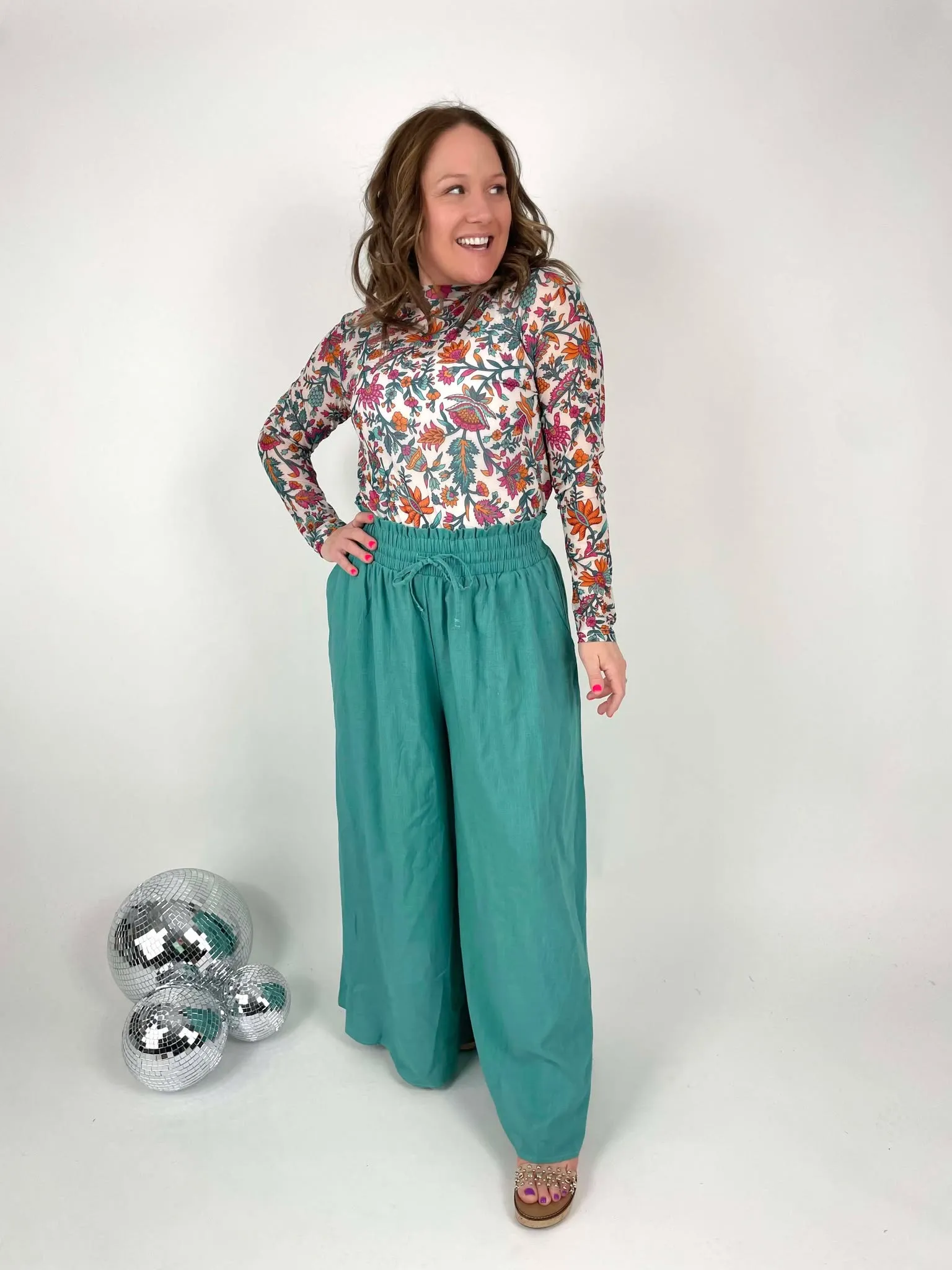 BLAKELEY :: Johanna Linen Pants in Turquoise