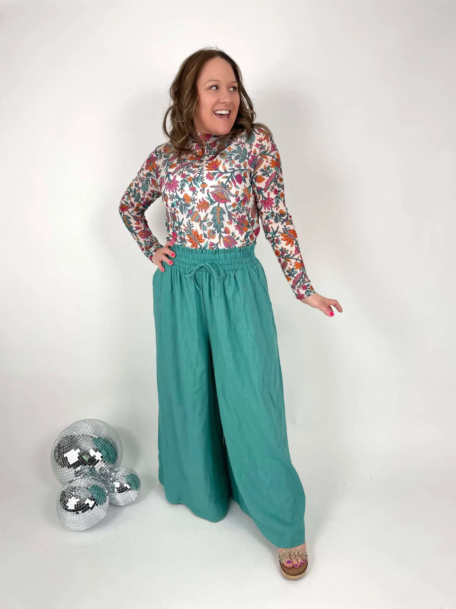 BLAKELEY :: Johanna Linen Pants in Turquoise