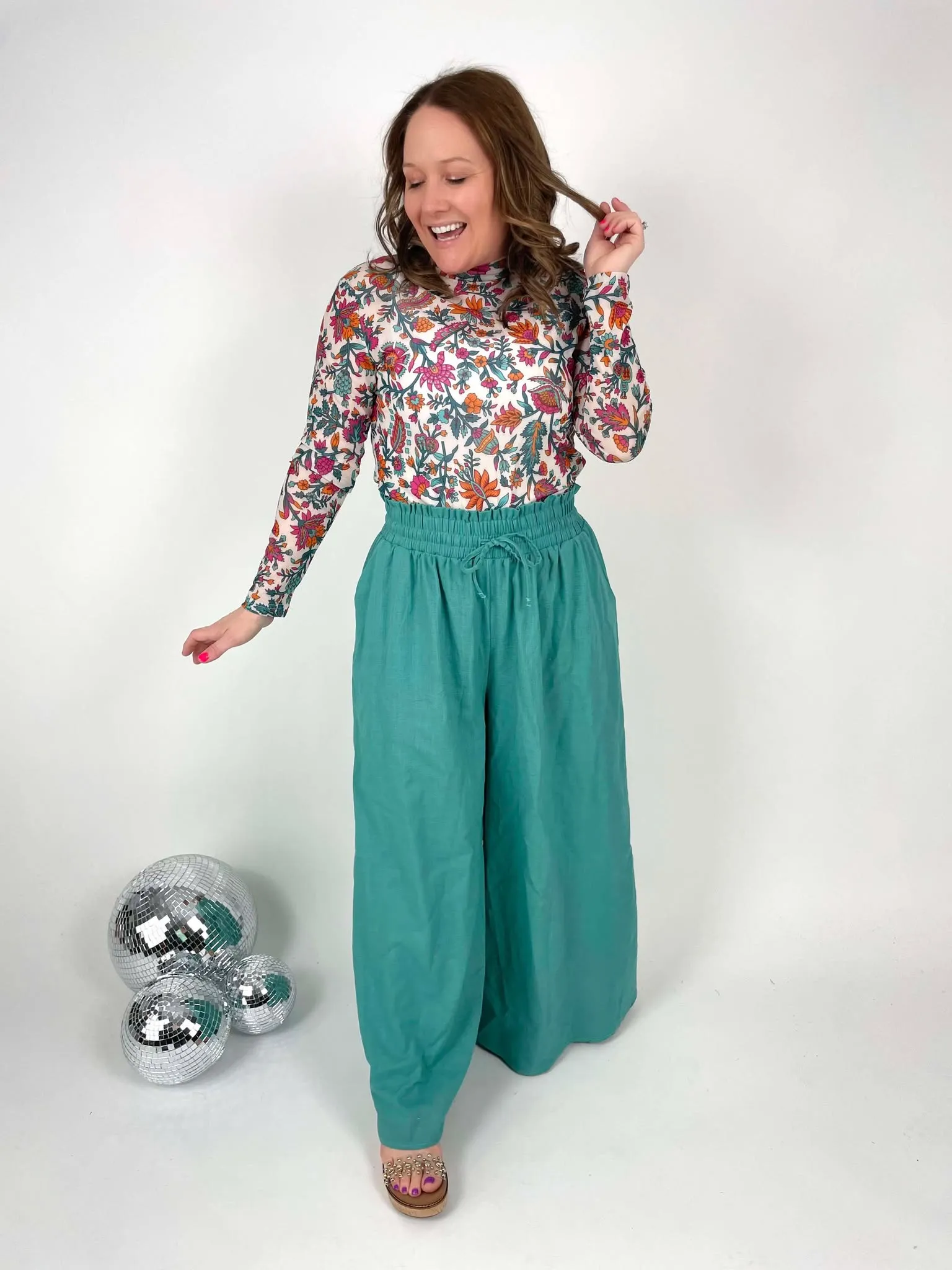 BLAKELEY :: Johanna Linen Pants in Turquoise