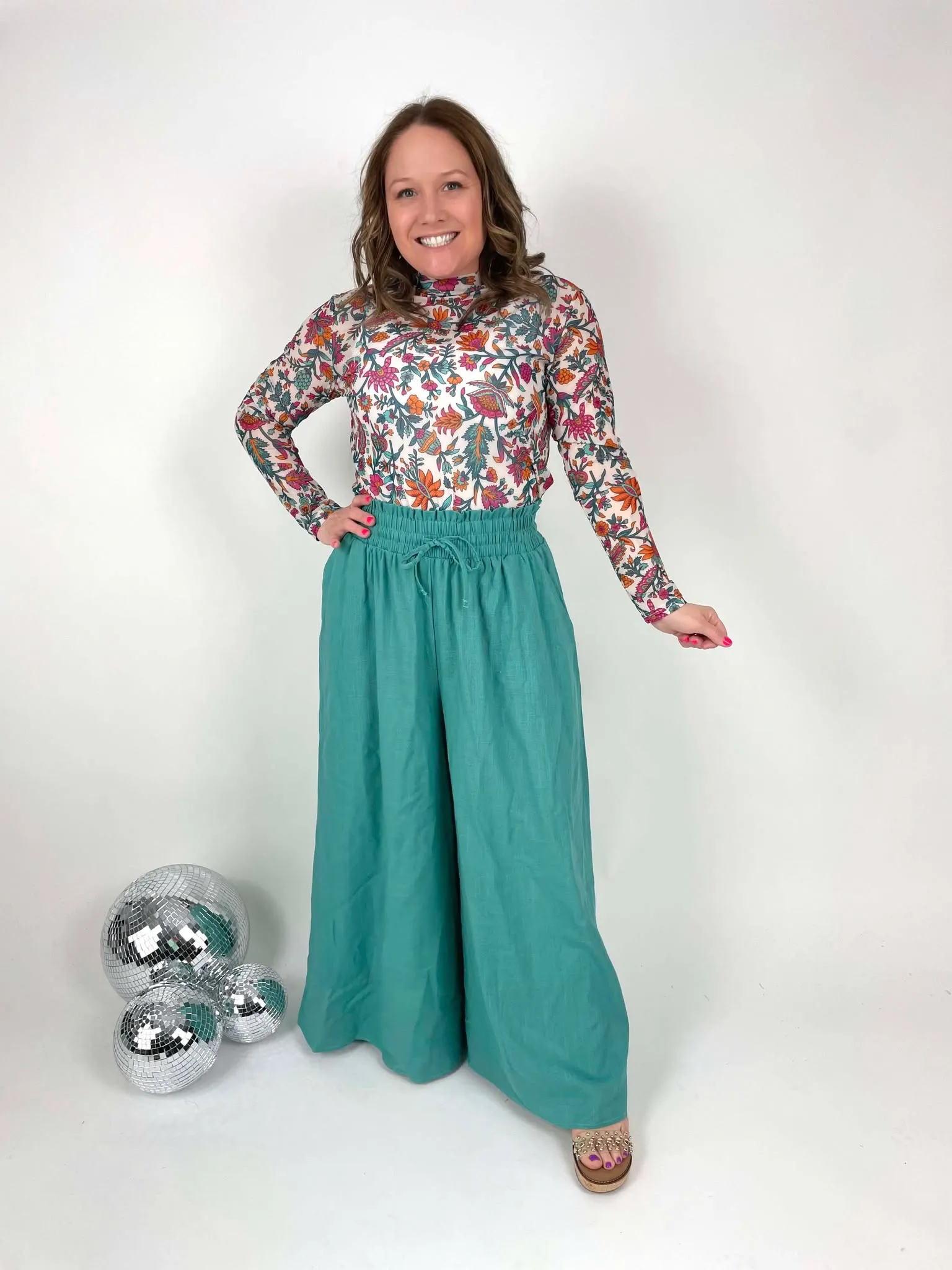 BLAKELEY :: Johanna Linen Pants in Turquoise