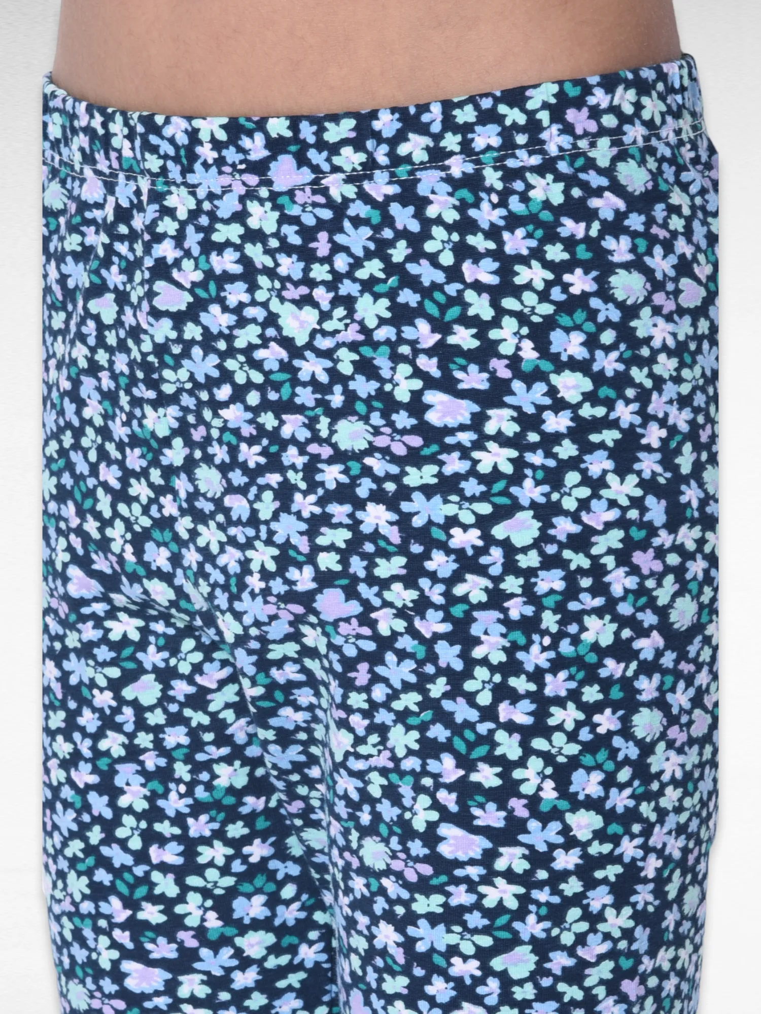 Blue Flower Girls printed leggings | Ankle Length