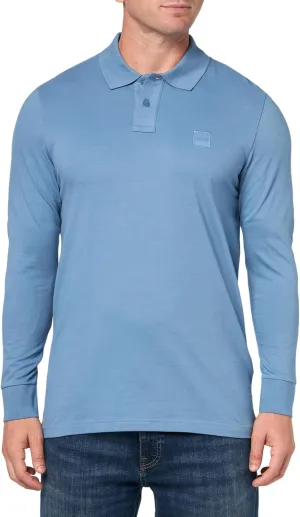 BOSS Men's Square Patch Logo Slim Fit Long Sleeve Polo Shirt