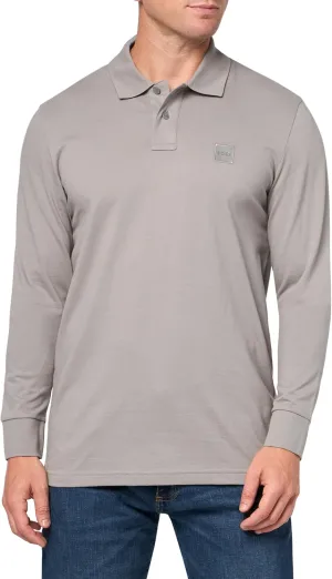 BOSS Men's Square Patch Logo Slim Fit Long Sleeve Polo Shirt