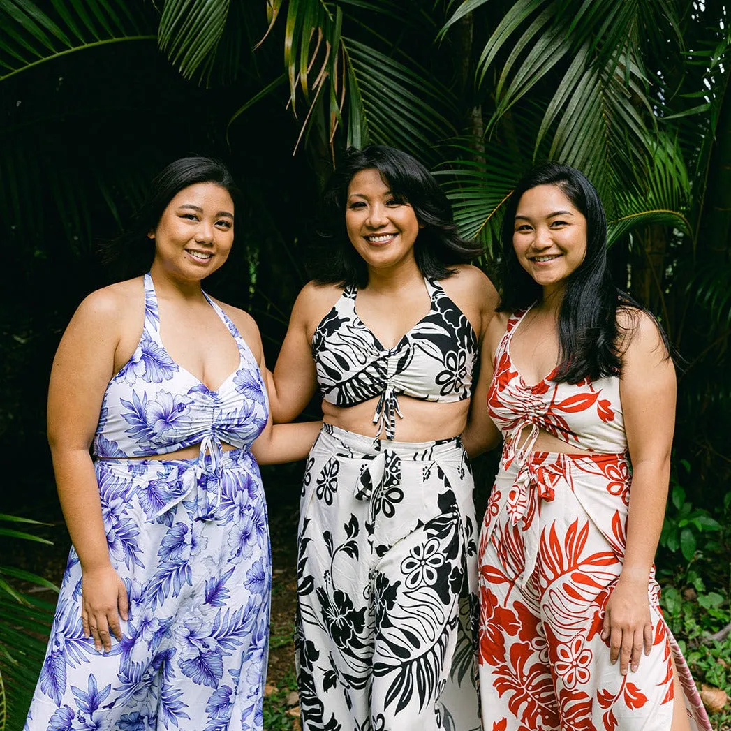 Bright Hibiscus Wrap Pants and Top Set, Made in Hawaii