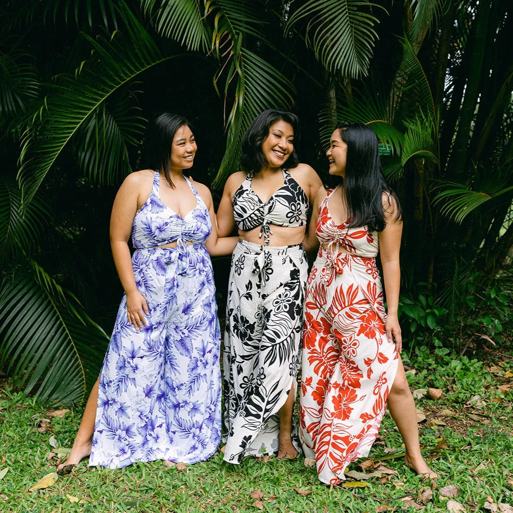 Bright Hibiscus Wrap Pants and Top Set, Made in Hawaii
