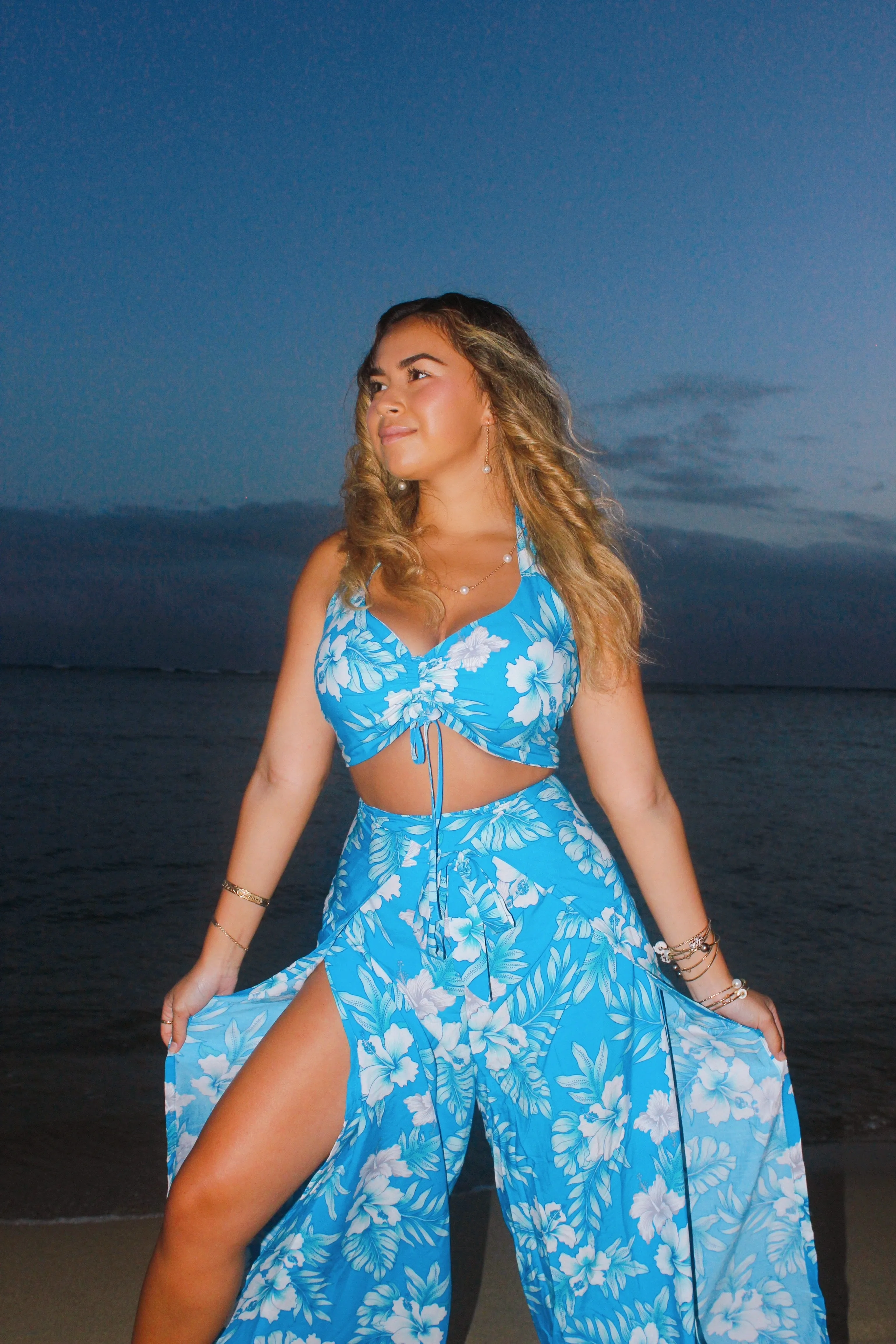 Bright Hibiscus Wrap Pants and Top Set, Made in Hawaii