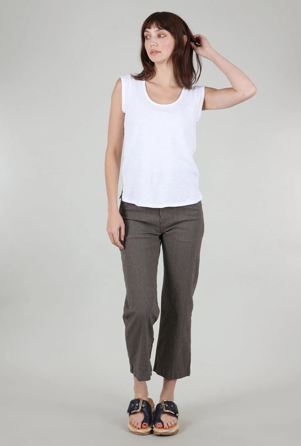 Cap-Sleeve Scoop-Neck Tee, White