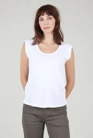 Cap-Sleeve Scoop-Neck Tee, White