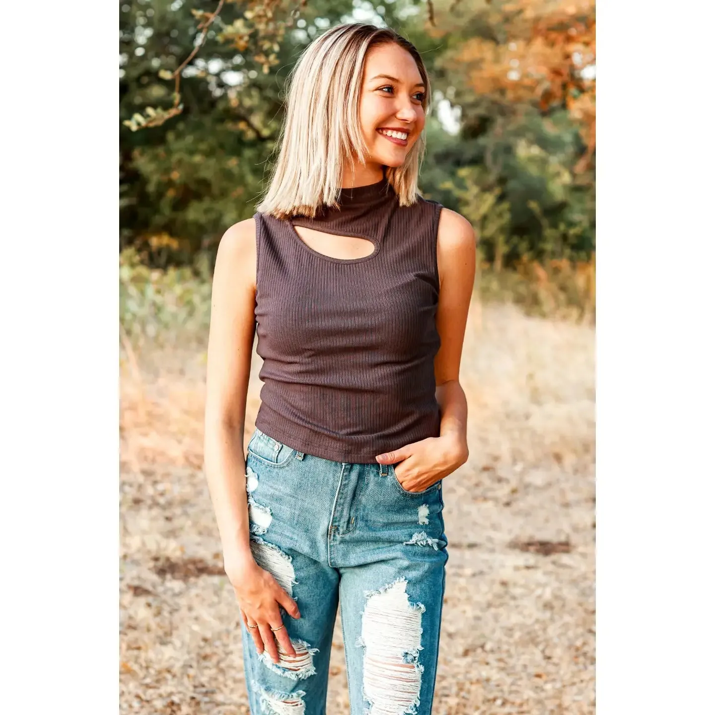 Chic Dark Grey Crop Top