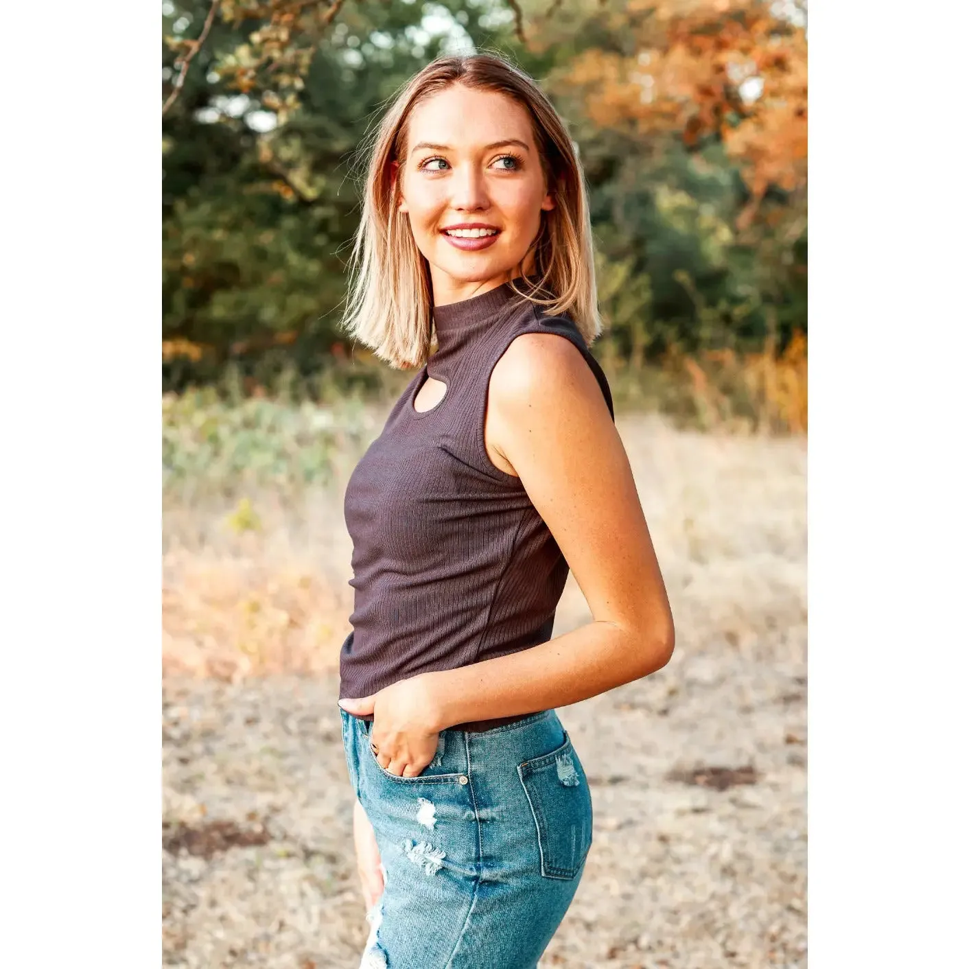 Chic Dark Grey Crop Top