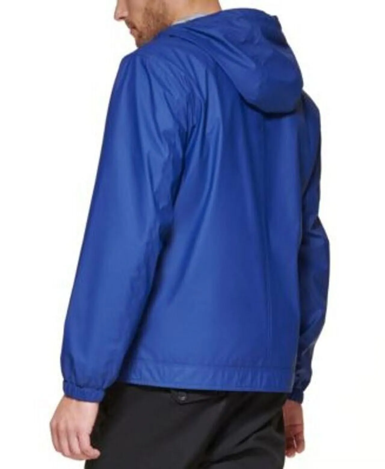 Club Room Mens Rubberized Lightweight Raincoat Blue Jacket Size M