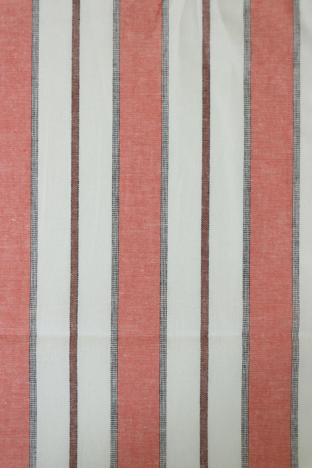 Coral Camden Stripe Cotton Linen Poplin