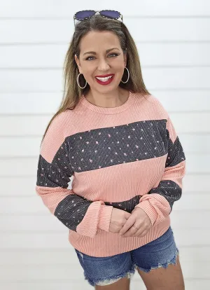 CORAL COLORBLOCK RAISED RIBBED TOP