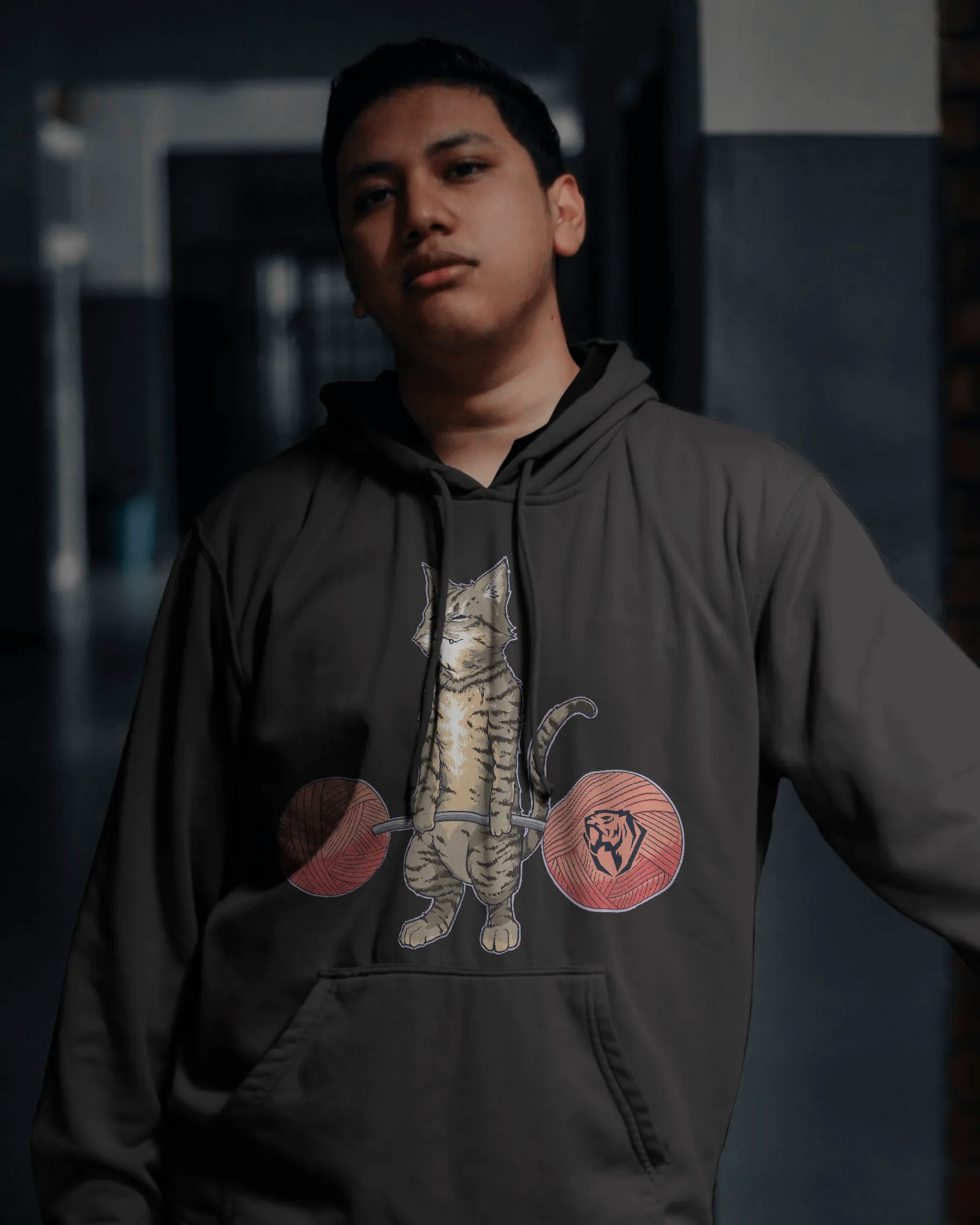 Deadlifting Tabby Cat Hoodie