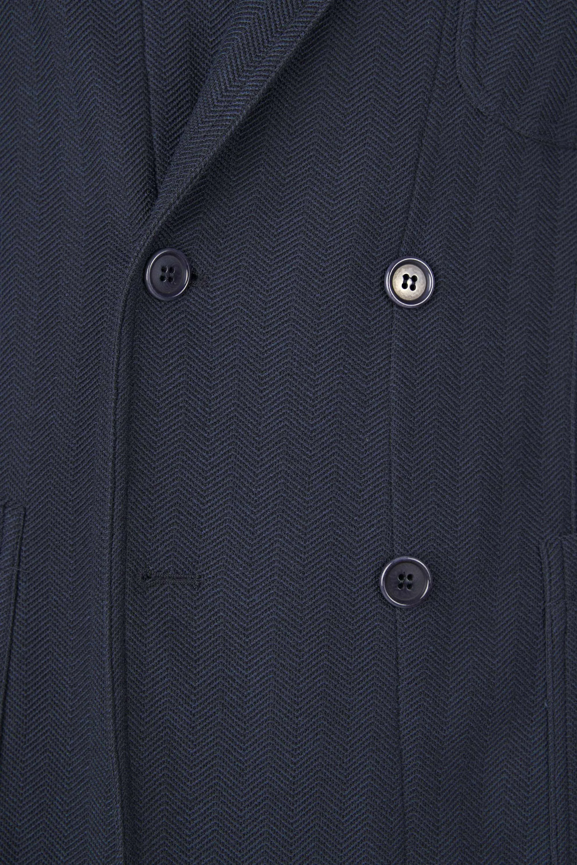 Double-Breasted Unstructured Herringbone Blazer