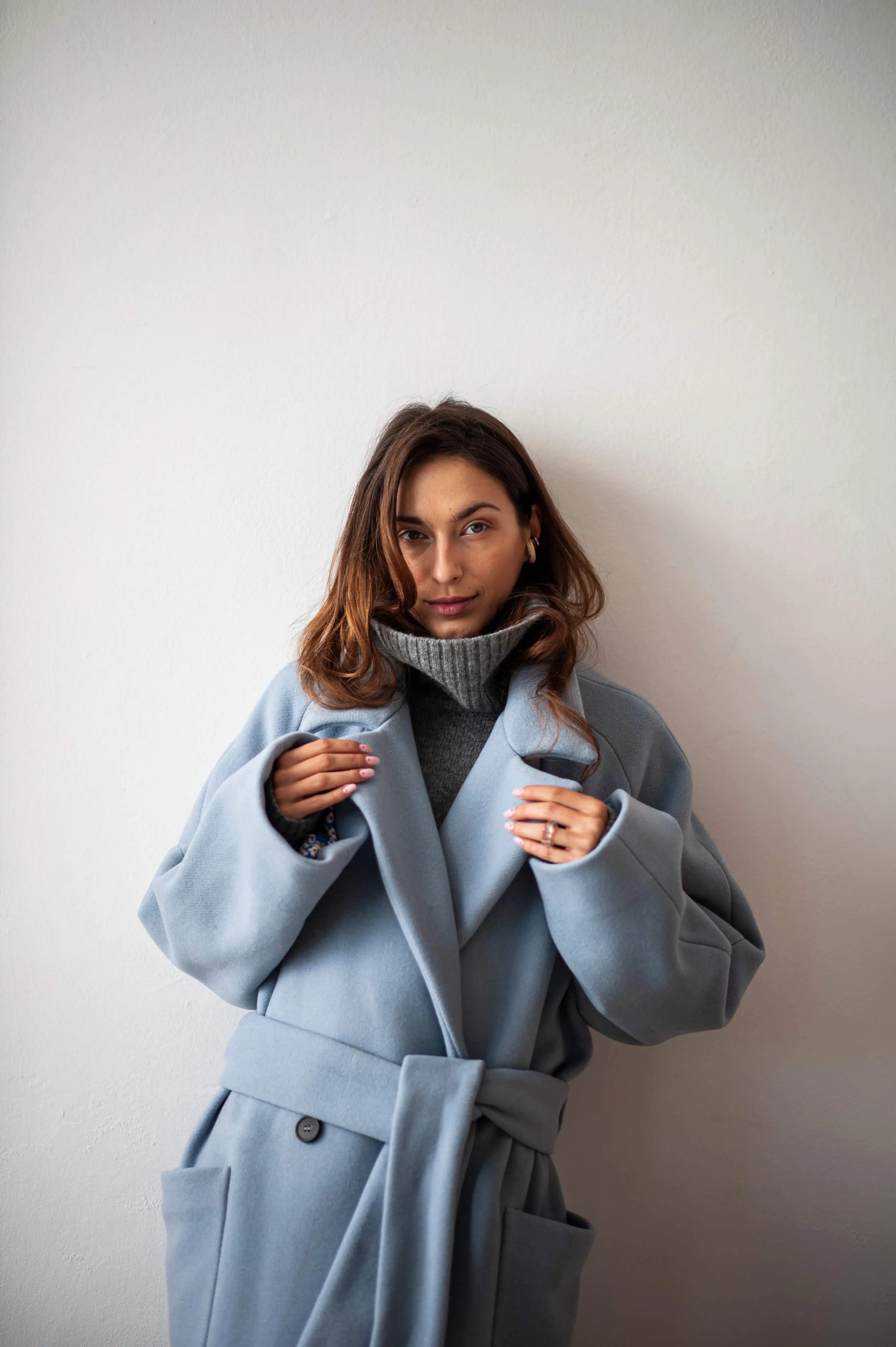Drop shoulder maxi cashmere blend women's coat for winter