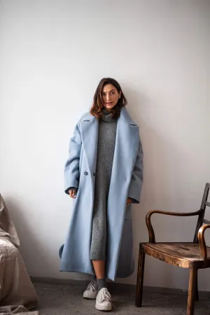 Drop shoulder maxi cashmere blend women's coat for winter