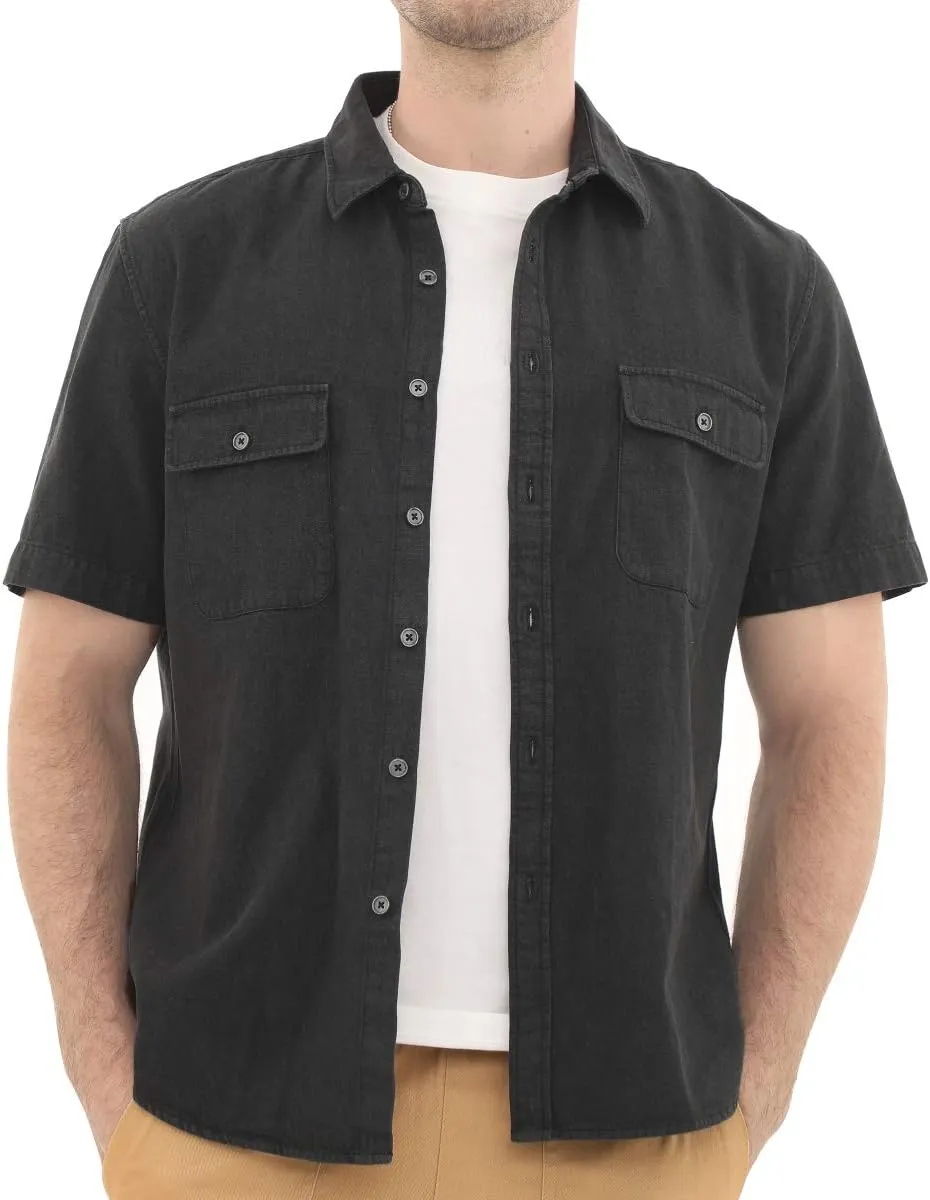 DubinikMens Short Sleeve Button Down Shirts Denim Short Sleeve Shirt Men Two Pocket Western Soft Work Casual Denim Shirt