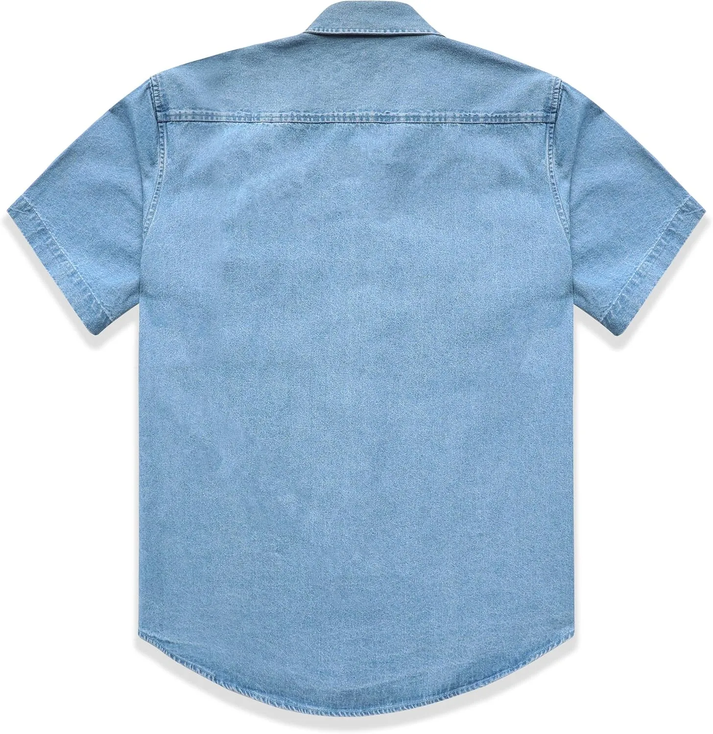 DubinikMens Short Sleeve Button Down Shirts Denim Short Sleeve Shirt Men Two Pocket Western Soft Work Casual Denim Shirt