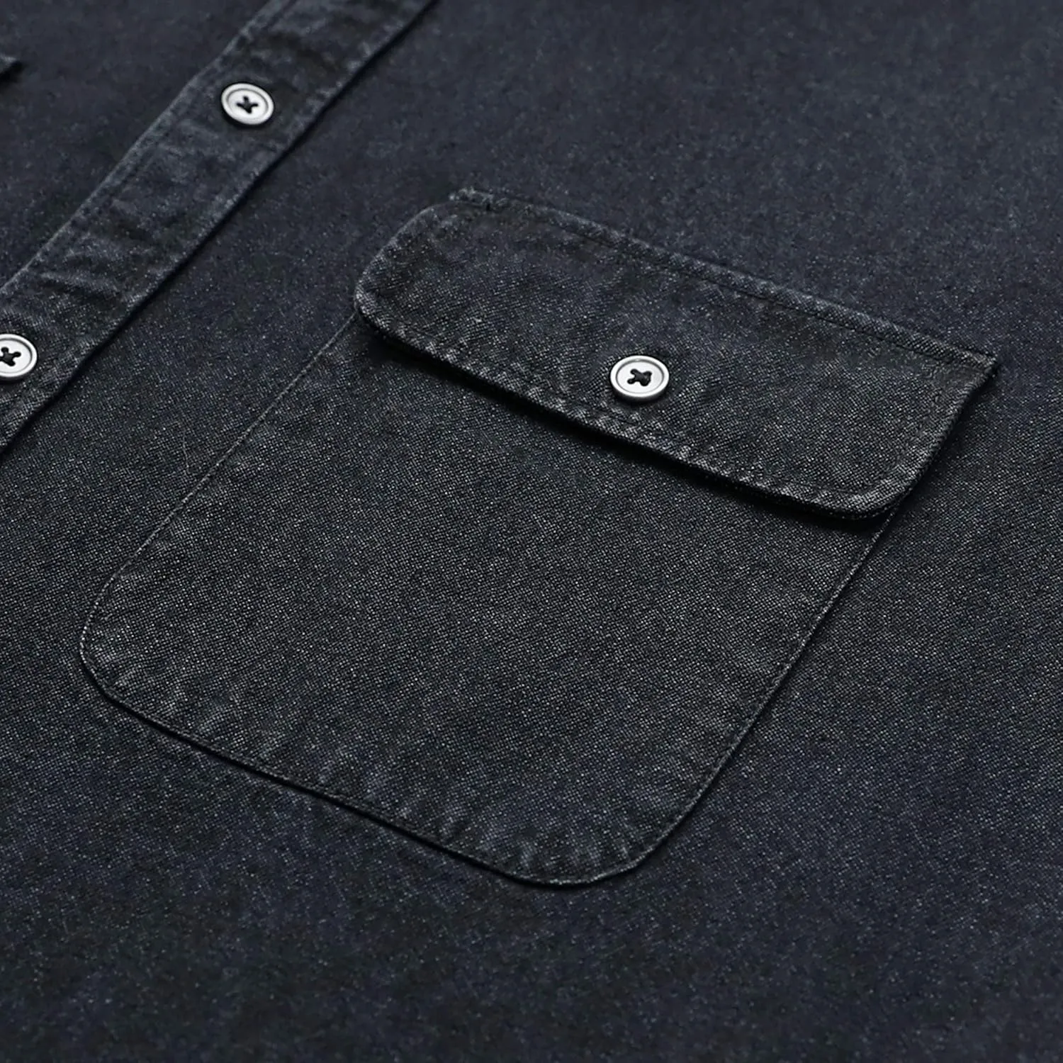 DubinikMens Short Sleeve Button Down Shirts Denim Short Sleeve Shirt Men Two Pocket Western Soft Work Casual Denim Shirt