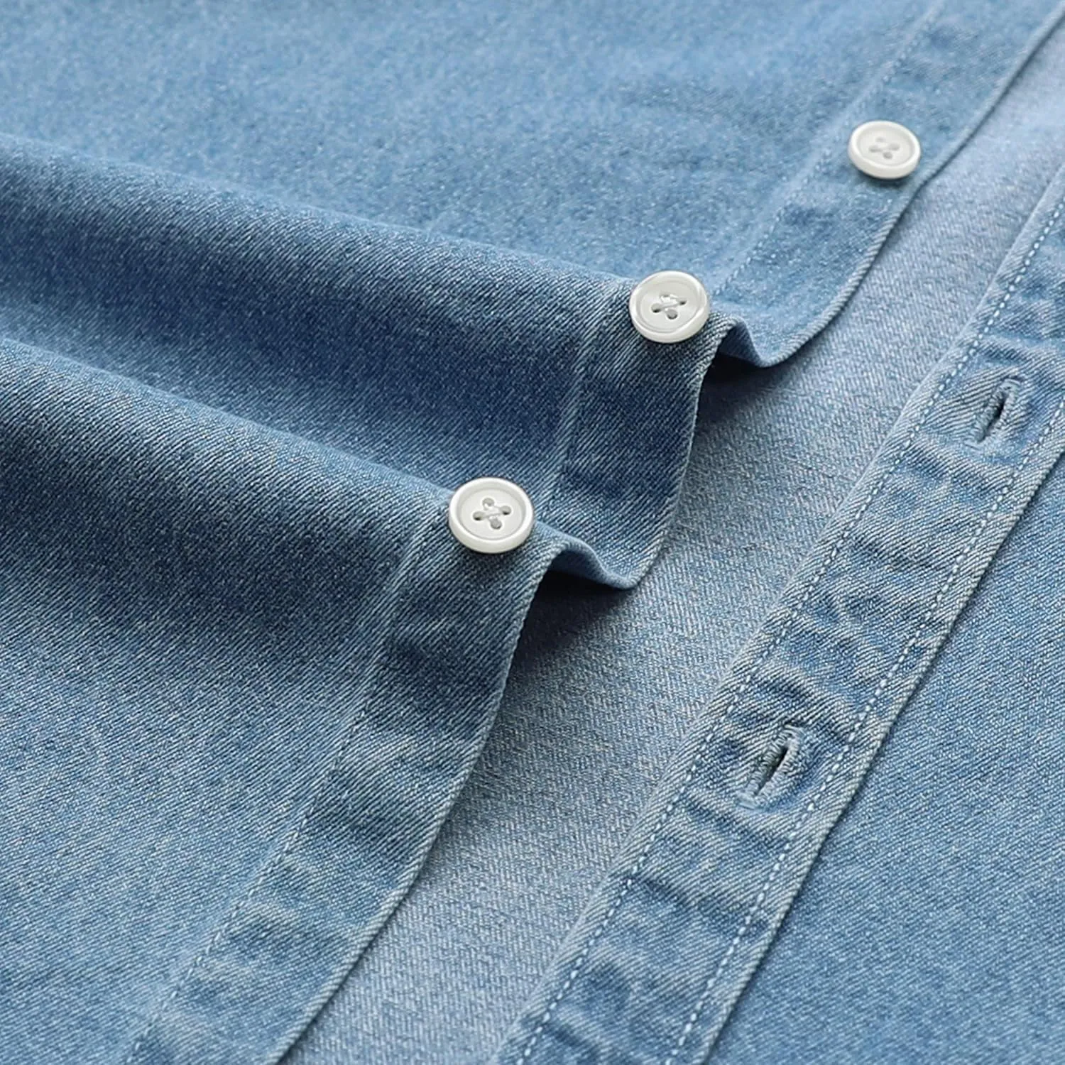 DubinikMens Short Sleeve Button Down Shirts Denim Short Sleeve Shirt Men Two Pocket Western Soft Work Casual Denim Shirt