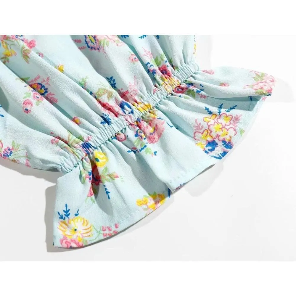 ELASTIC VINTAGE FLORAL PRINT CHIC BLOUSE