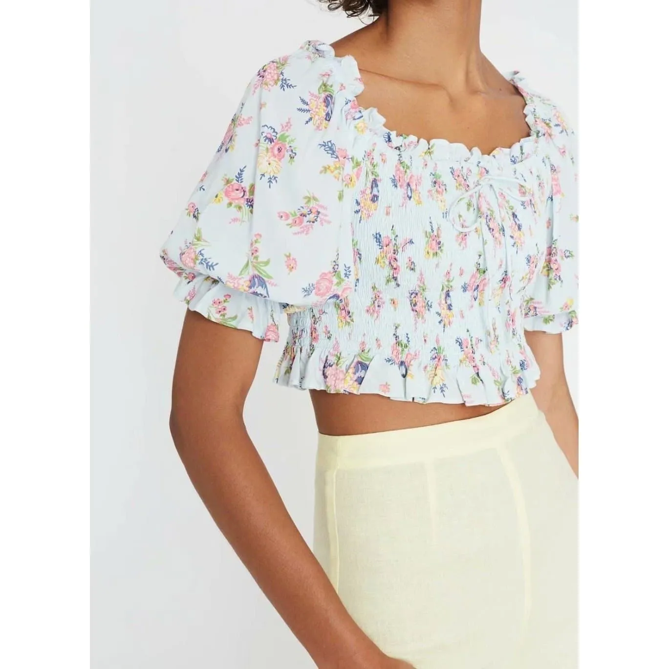 ELASTIC VINTAGE FLORAL PRINT CHIC BLOUSE