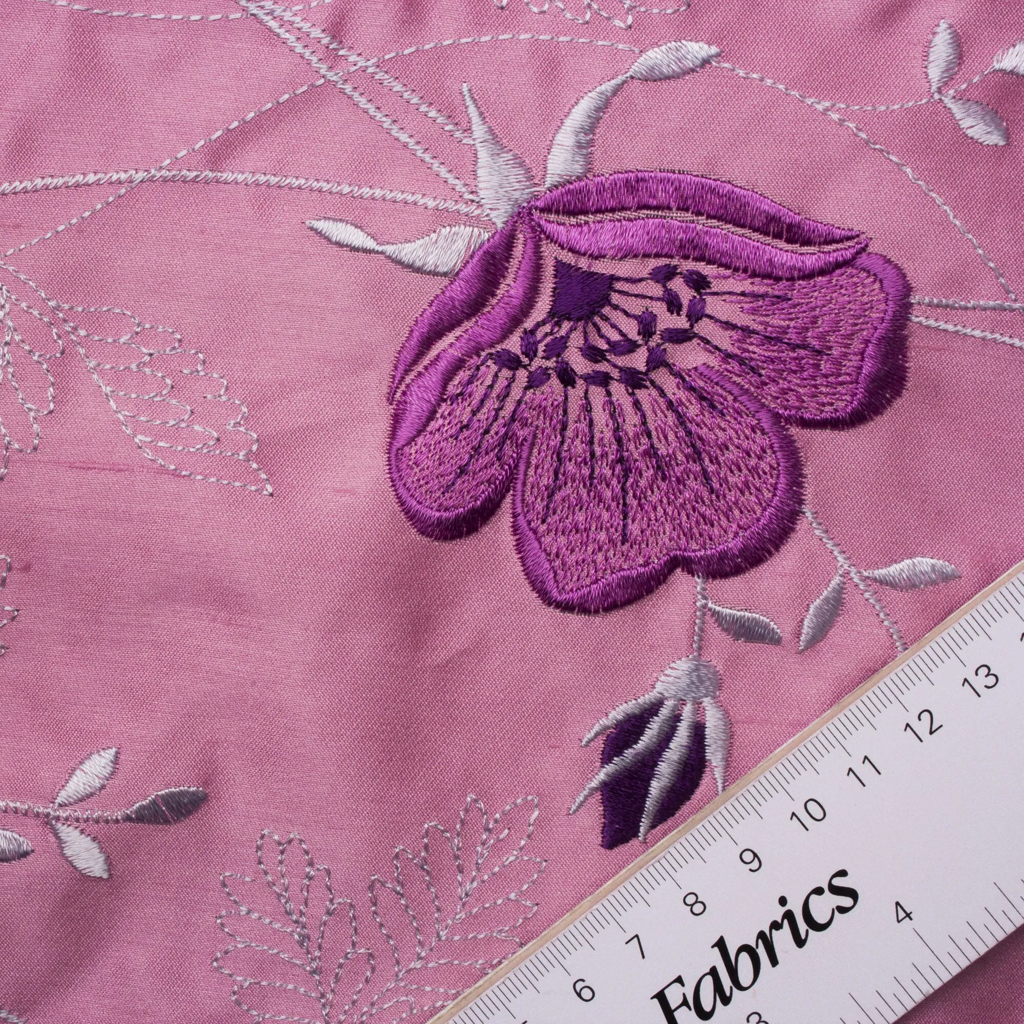 Embroidered Floral Silk Shantung