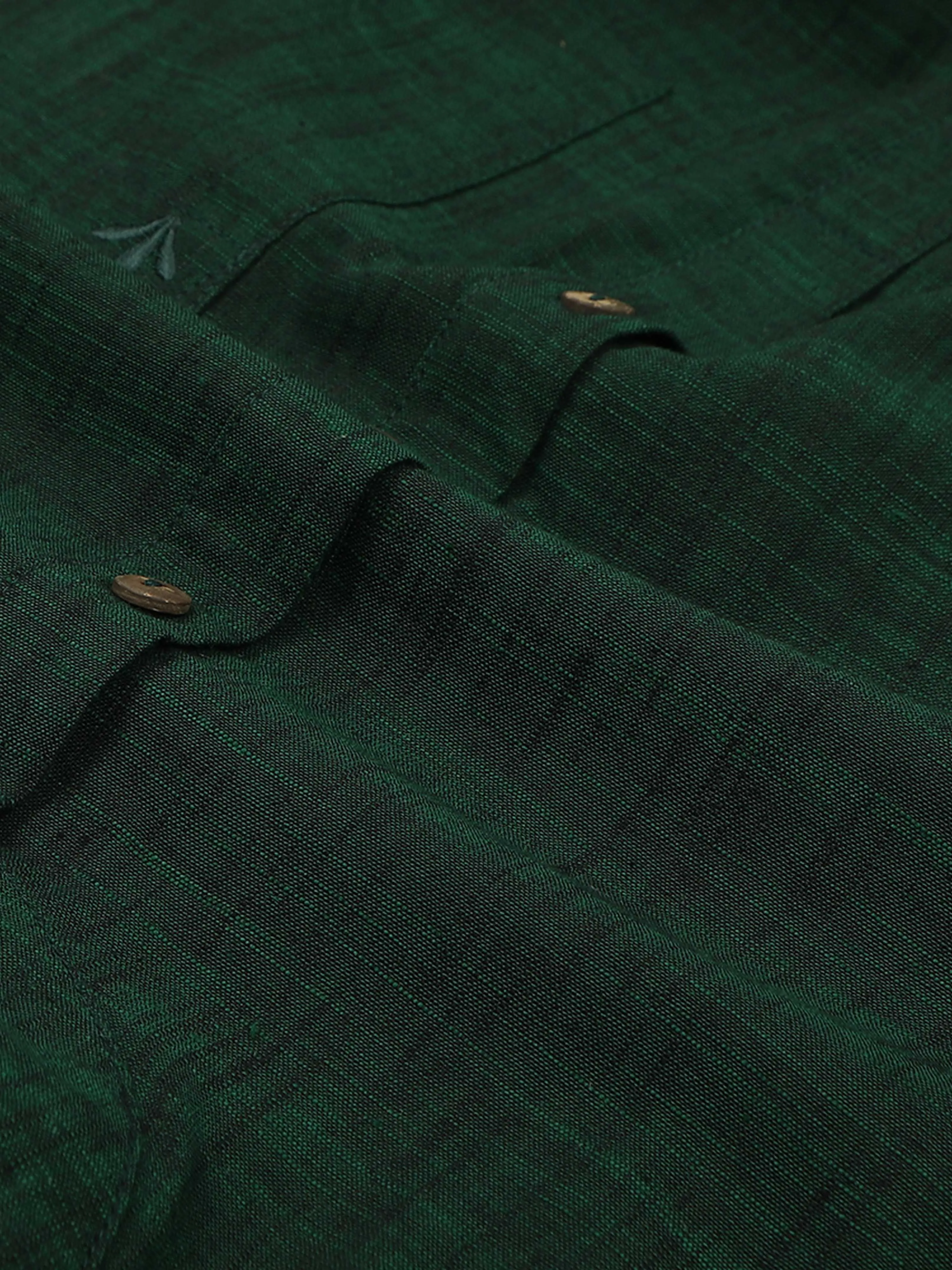 Fern Green Self Textured Short Kurta