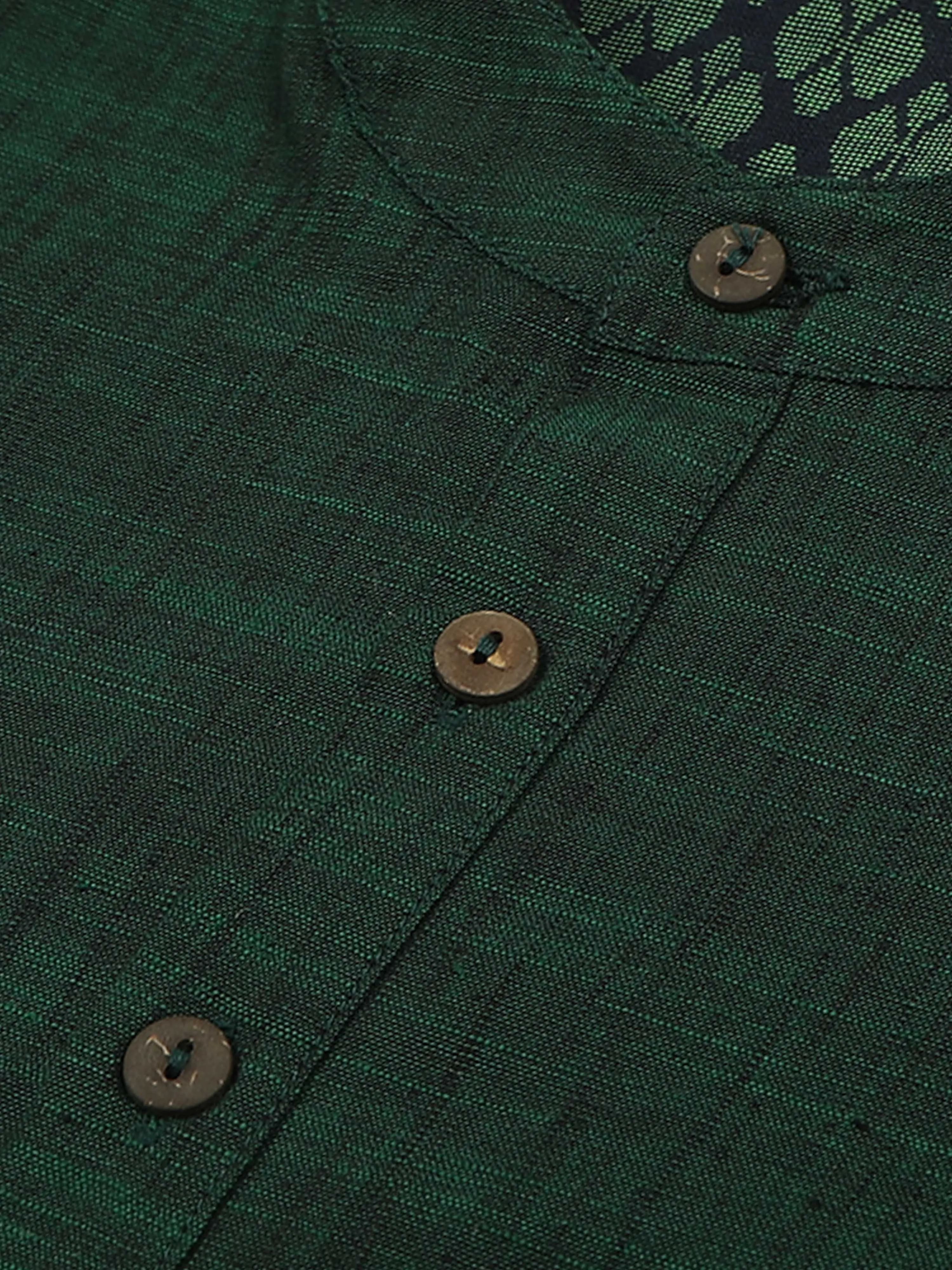 Fern Green Self Textured Short Kurta
