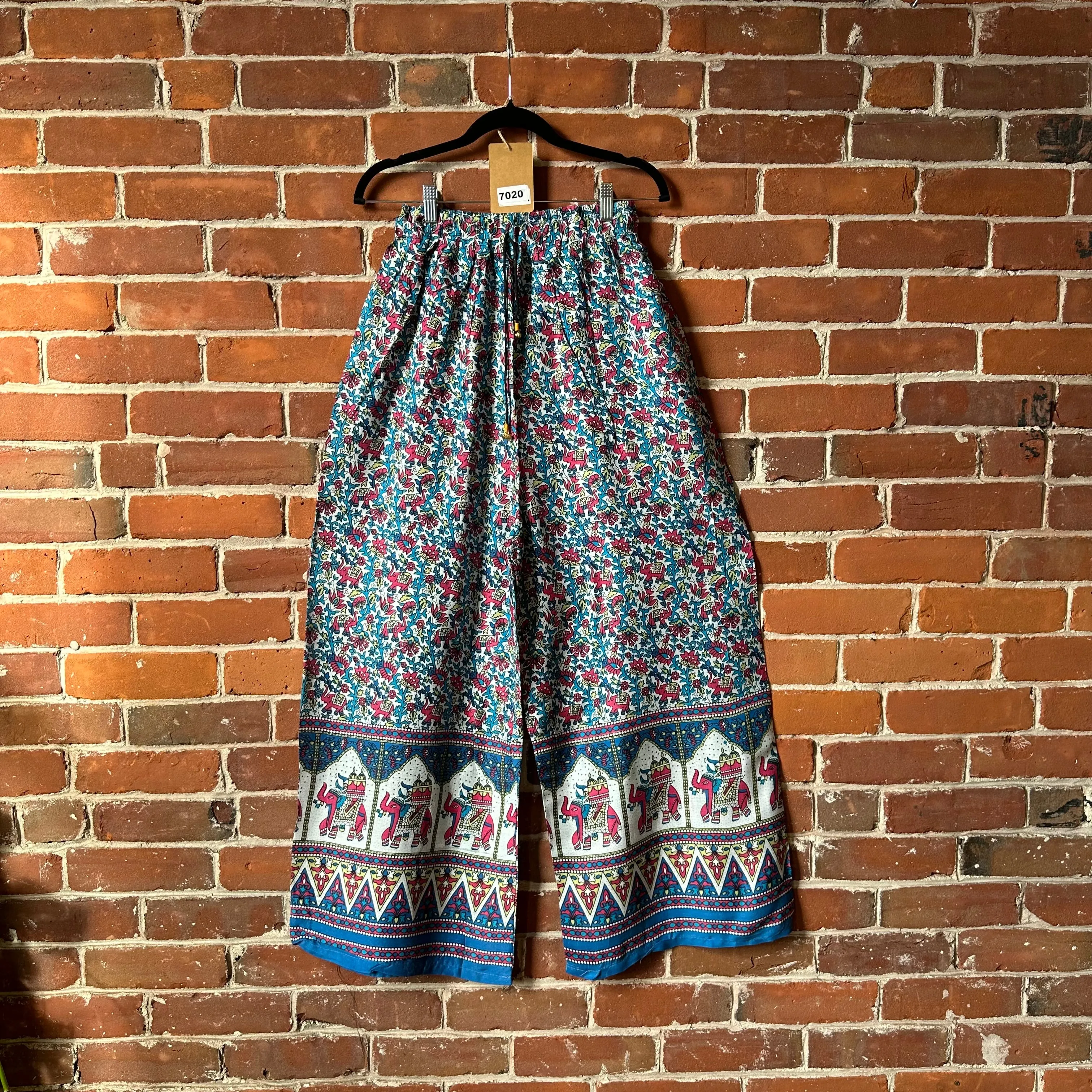 Flowy Block Print Elephant Lounge Pants - Purple   Turquoise