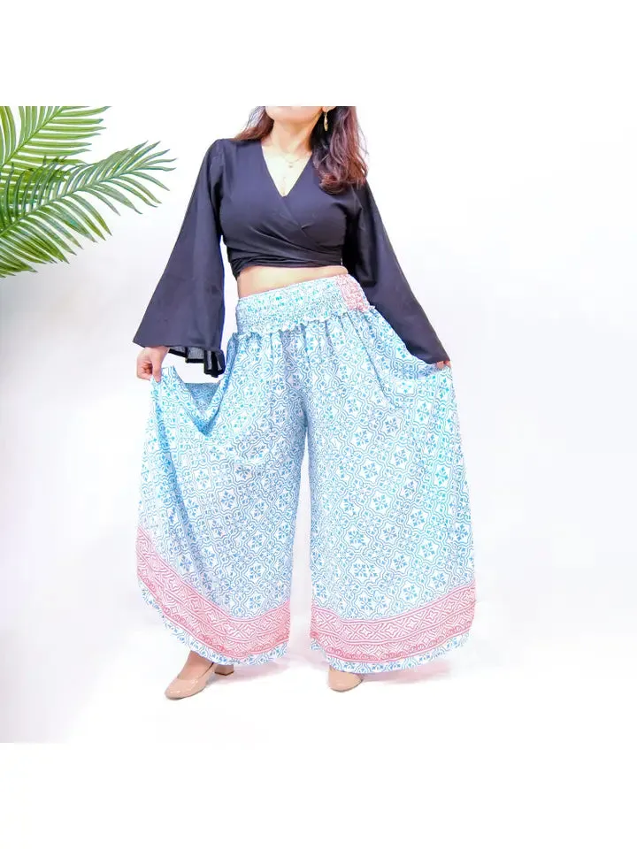 Flowy Silk Palazzo Wide Leg Pant